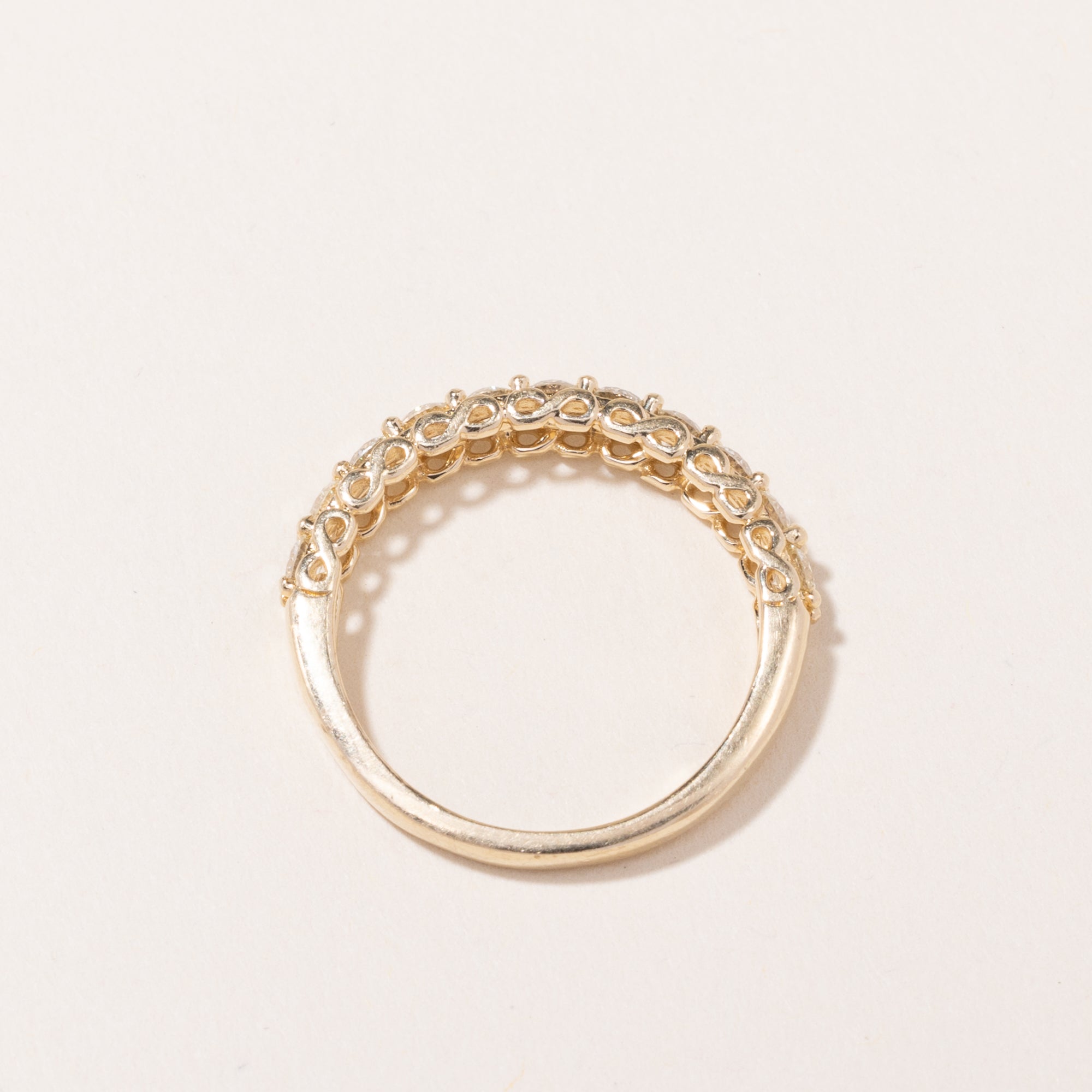 Bague demi-éternité en or jaune 14 carats et diamants | 0,44 ct au total | Taille 6,75