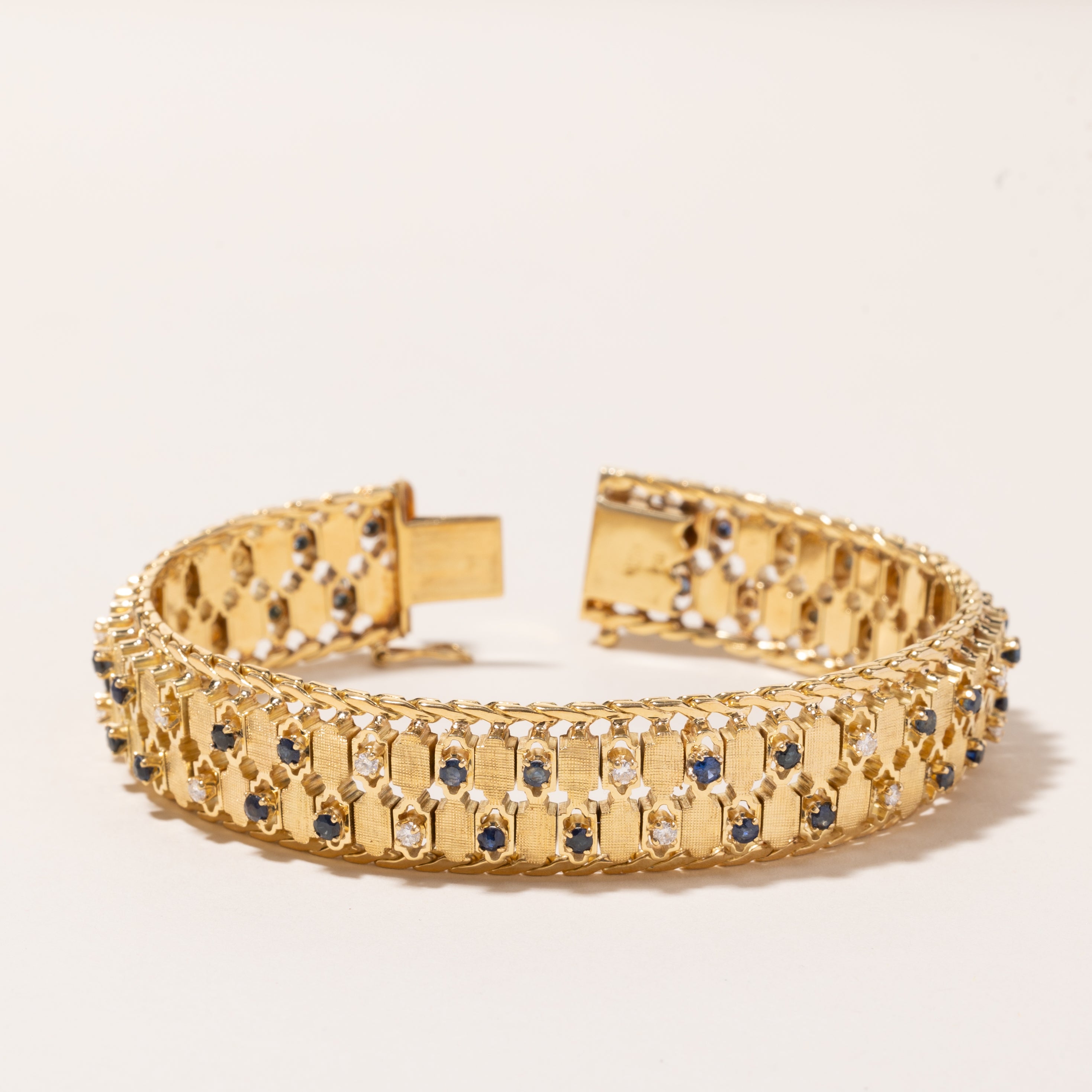 18k Yellow Gold Sapphire and Diamond Bracelet | 2.43ctw, 0.54ctw | 7.5"