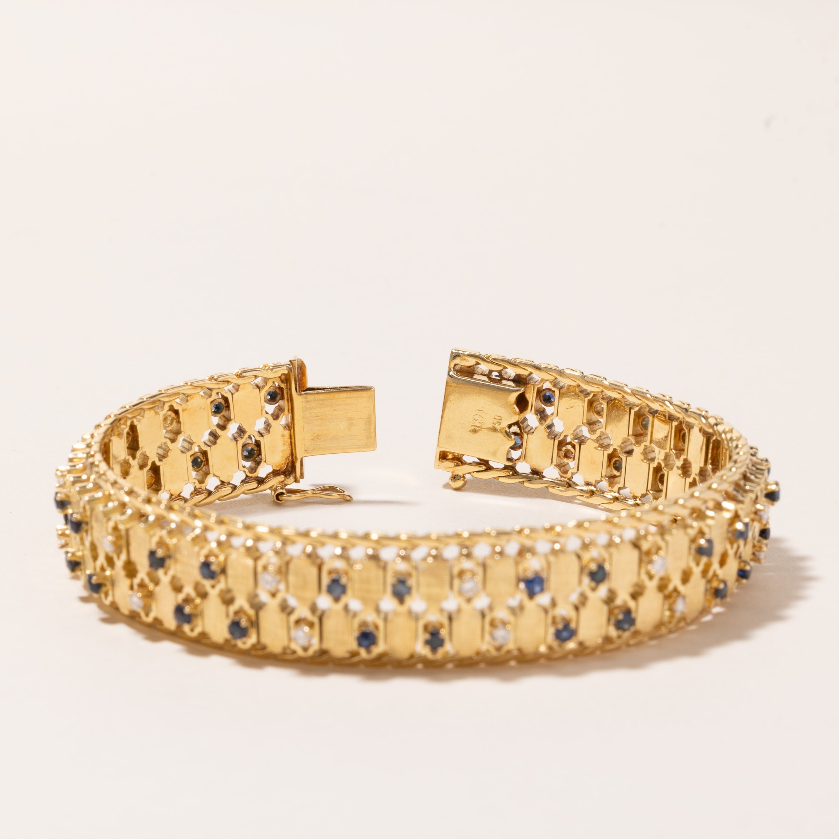 18k Yellow Gold Sapphire and Diamond Bracelet | 2.43ctw, 0.54ctw | 7.5"