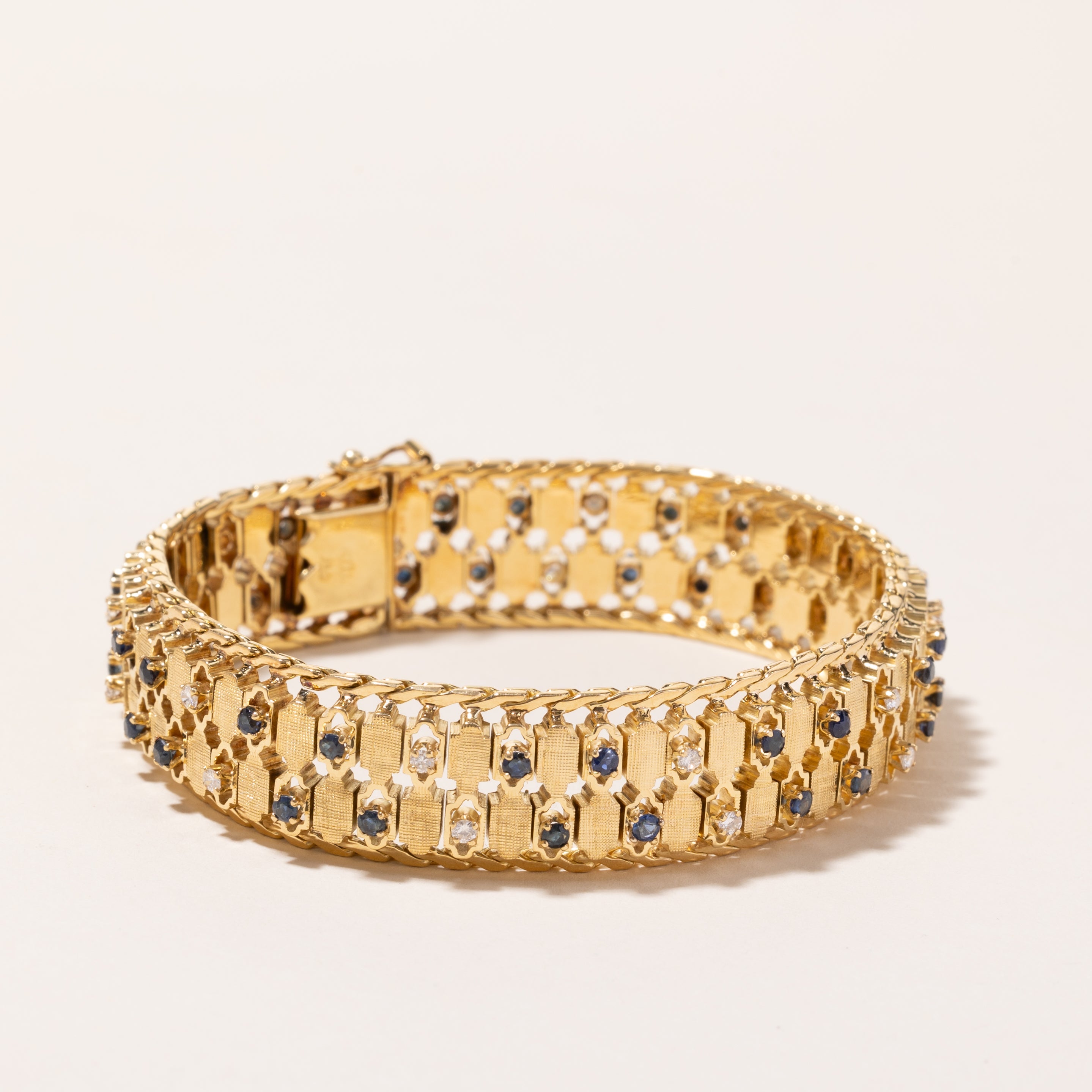 18k Yellow Gold Sapphire and Diamond Bracelet | 2.43ctw, 0.54ctw | 7.5"