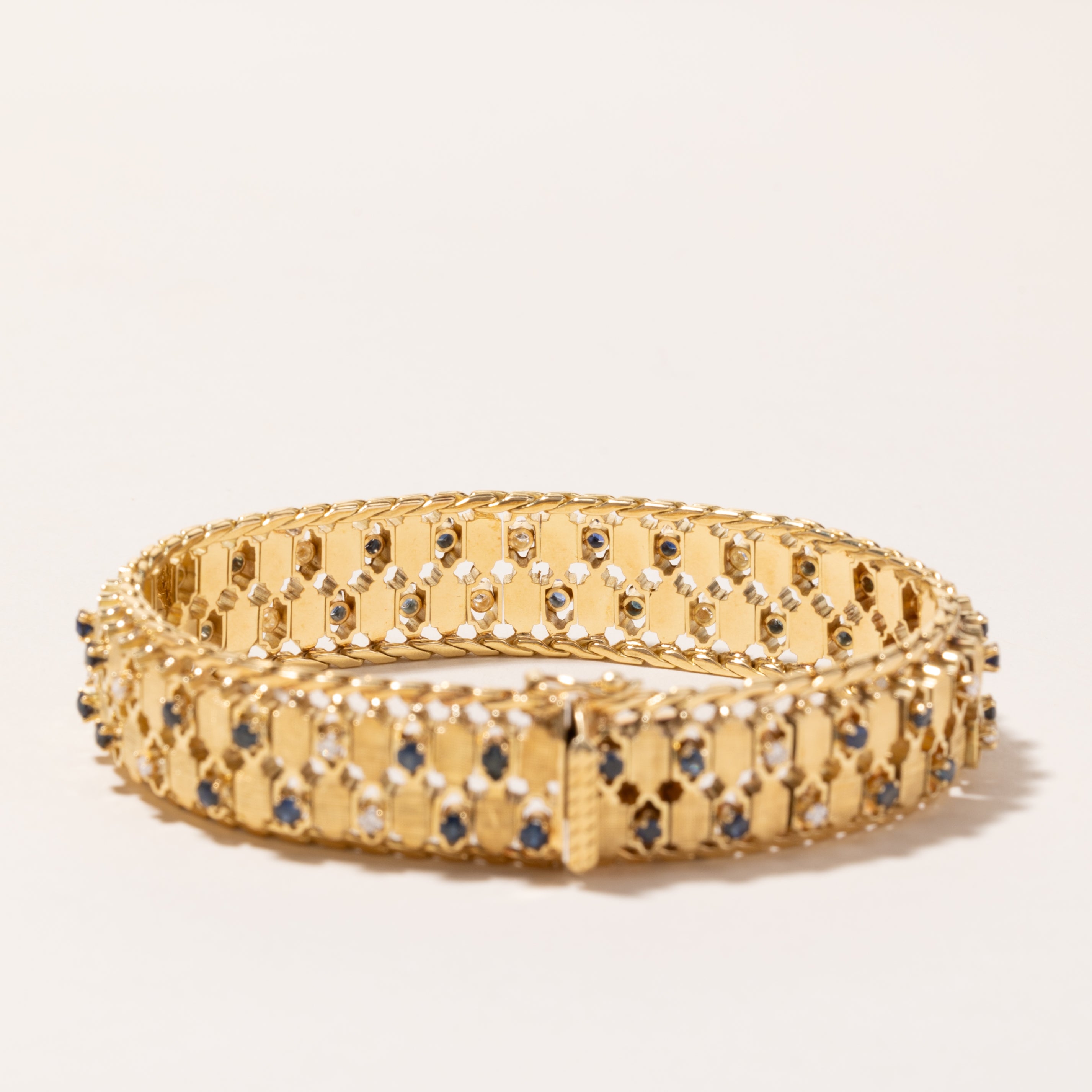 18k Yellow Gold Sapphire and Diamond Bracelet | 2.43ctw, 0.54ctw | 7.5"
