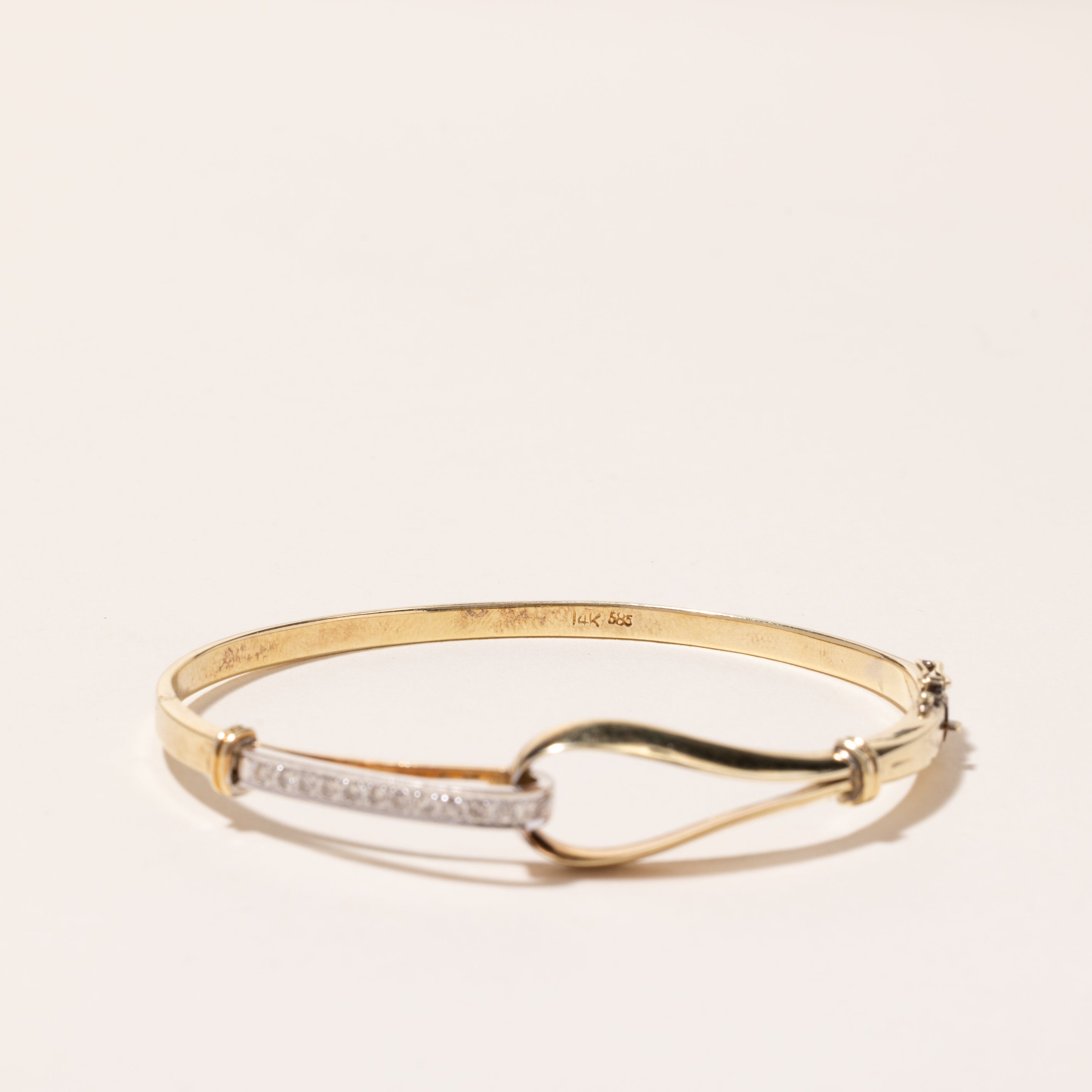 14k Two Tone Gold Diamond Looped Bangle | 0.24ctw | 6.5"