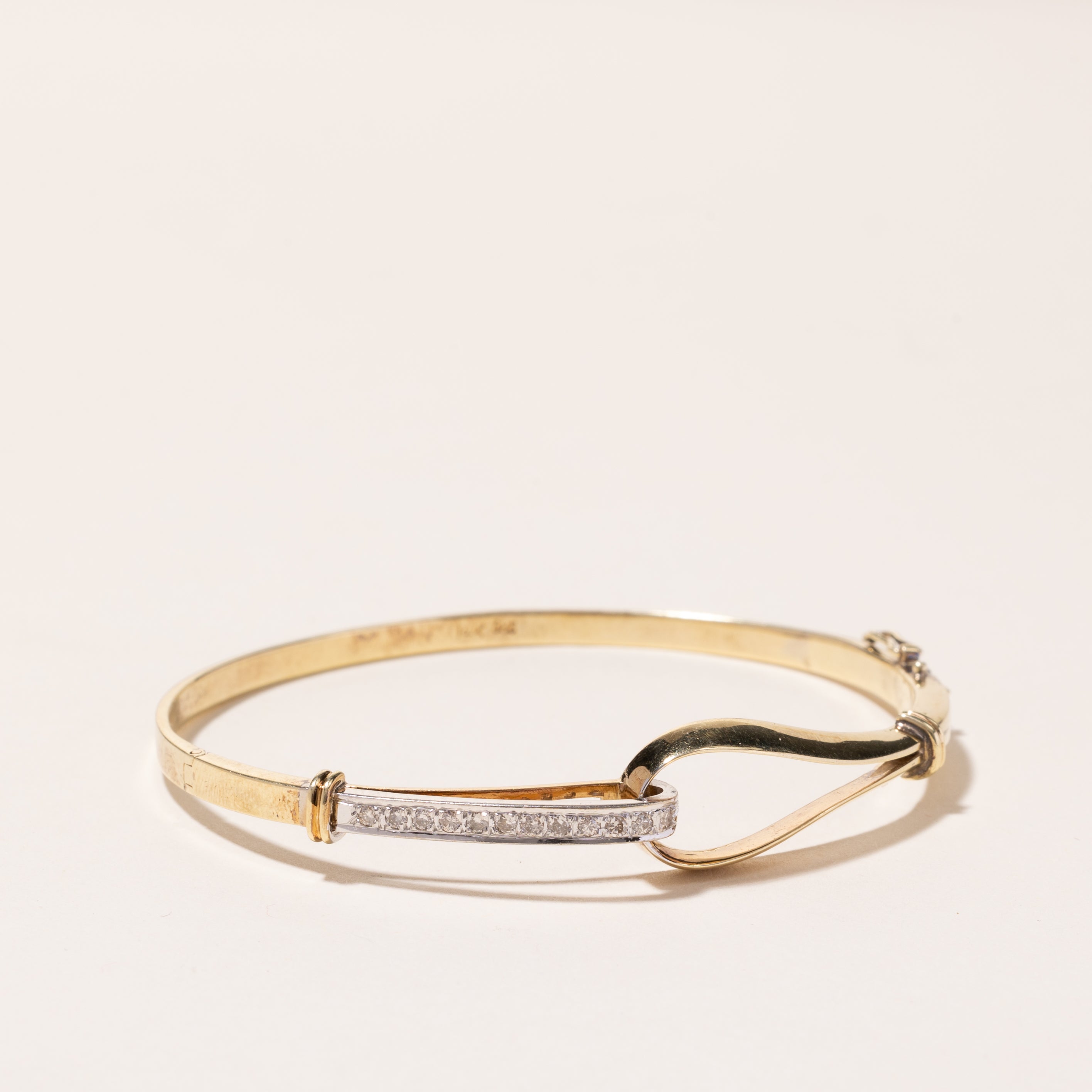 14k Two Tone Gold Diamond Looped Bangle | 0.24ctw | 6.5"