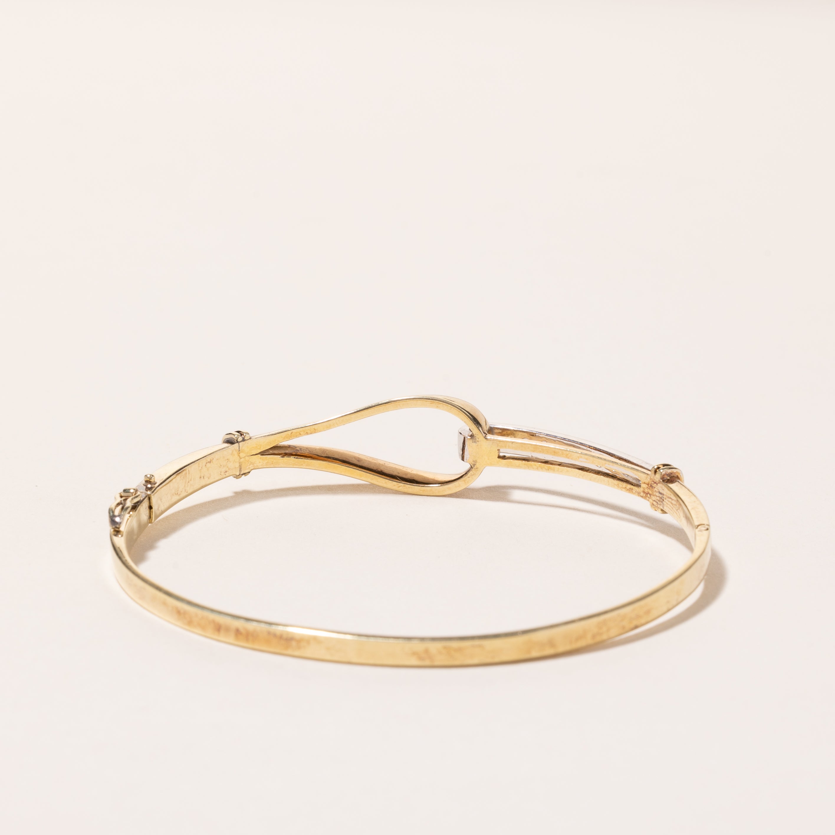 14k Two Tone Gold Diamond Looped Bangle | 0.24ctw | 6.5"
