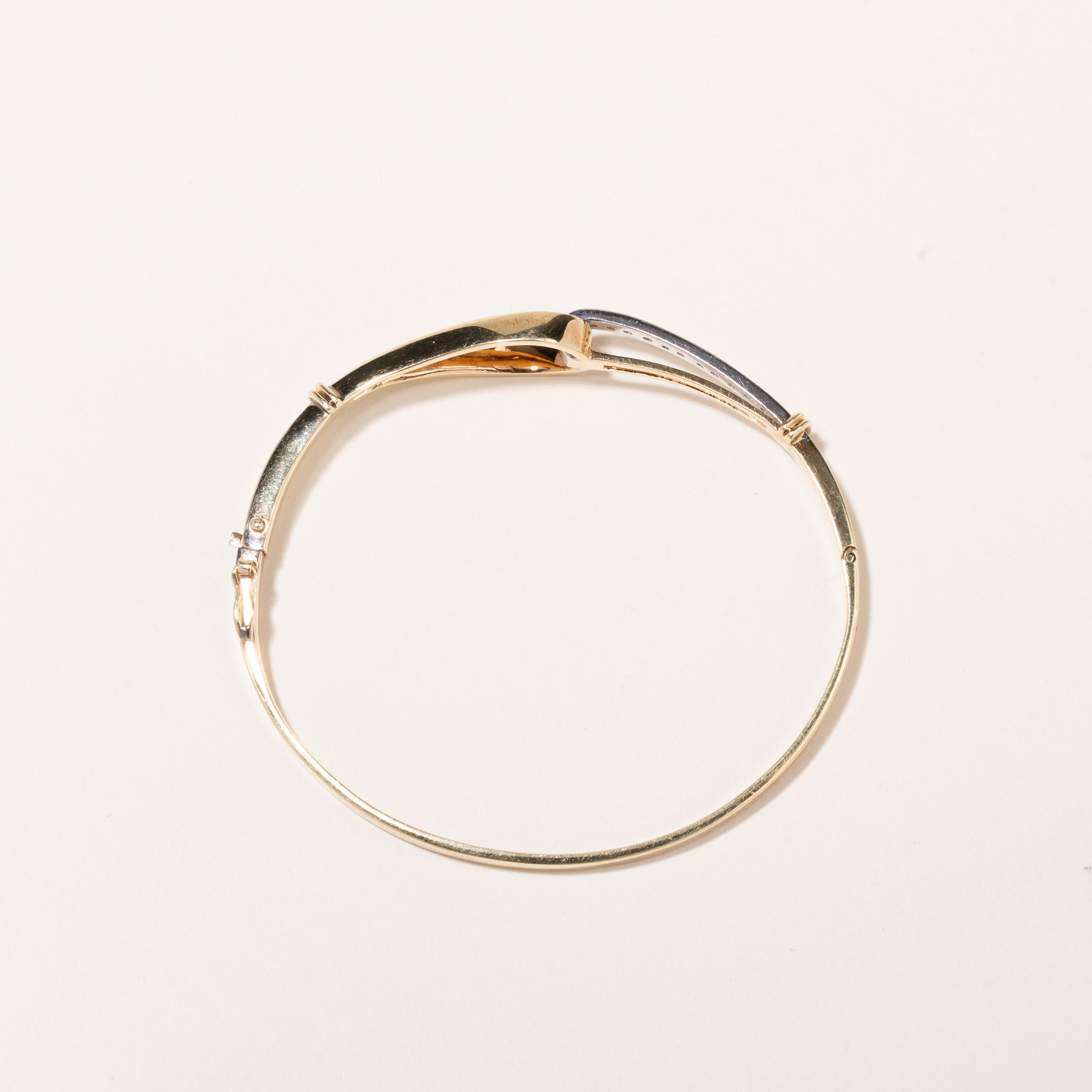 14k Two Tone Gold Diamond Looped Bangle | 0.24ctw | 6.5"