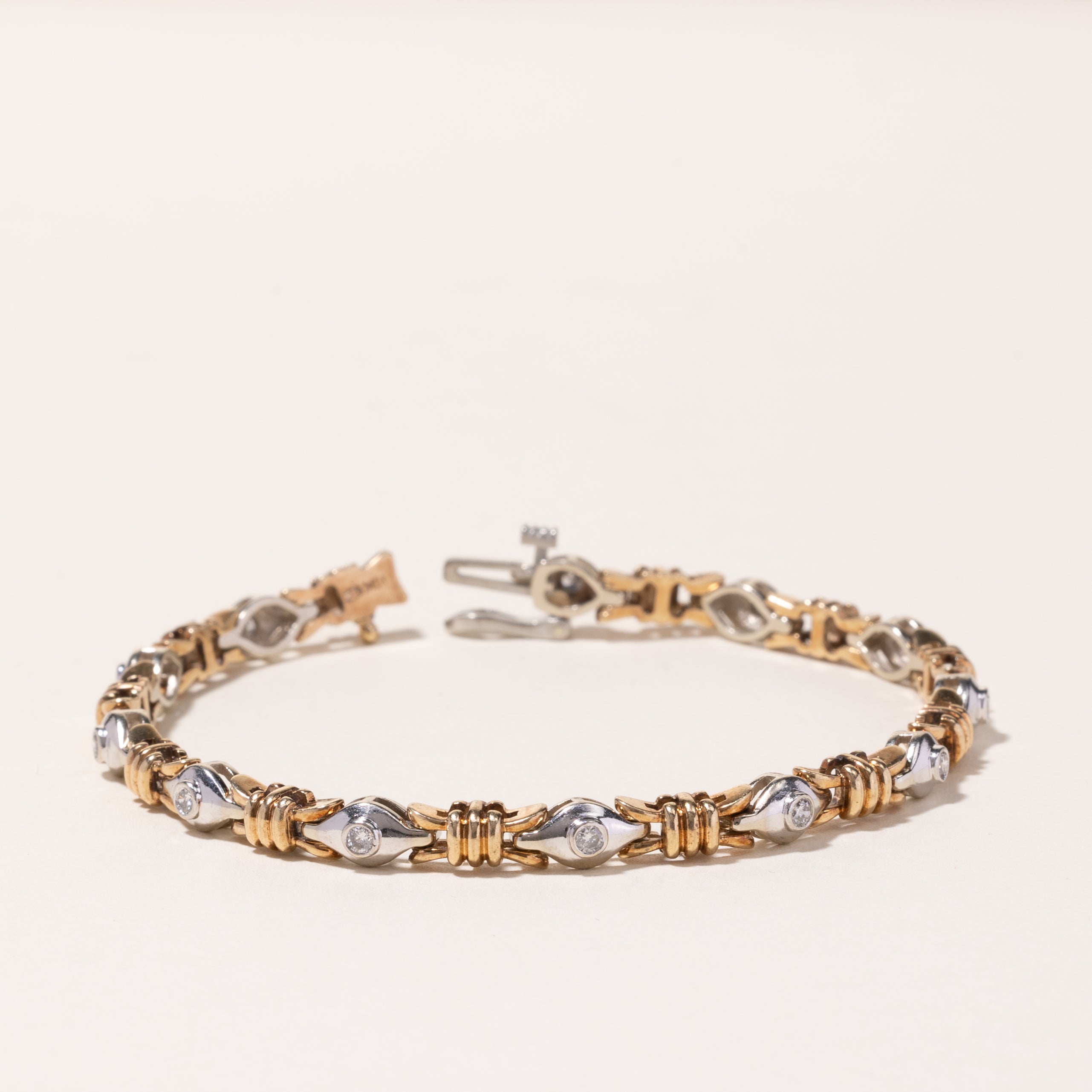 10k Two Tone Gold Diamond Bracelet | 0.45ctw | 7.25"