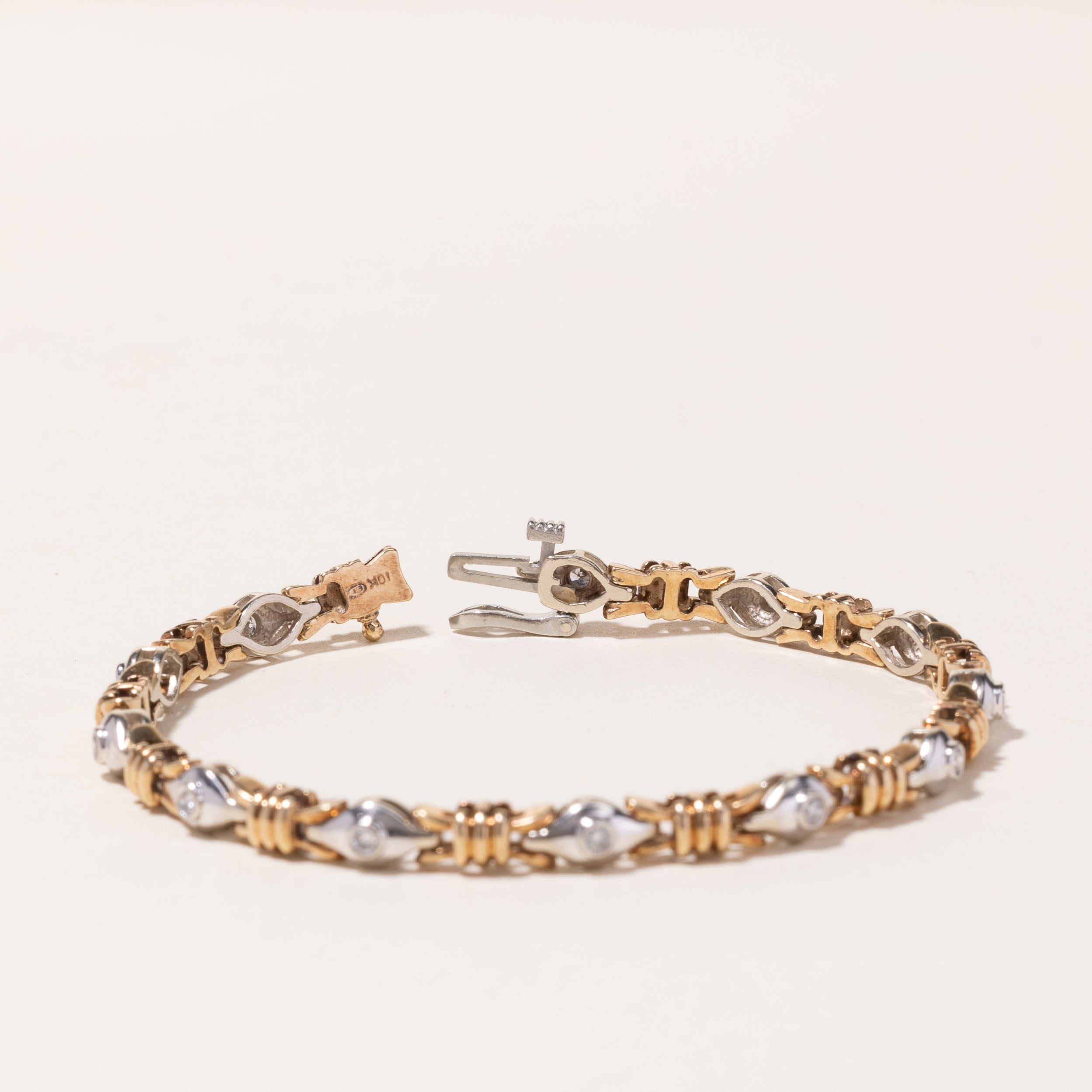 10k Two Tone Gold Diamond Bracelet | 0.45ctw | 7.25"
