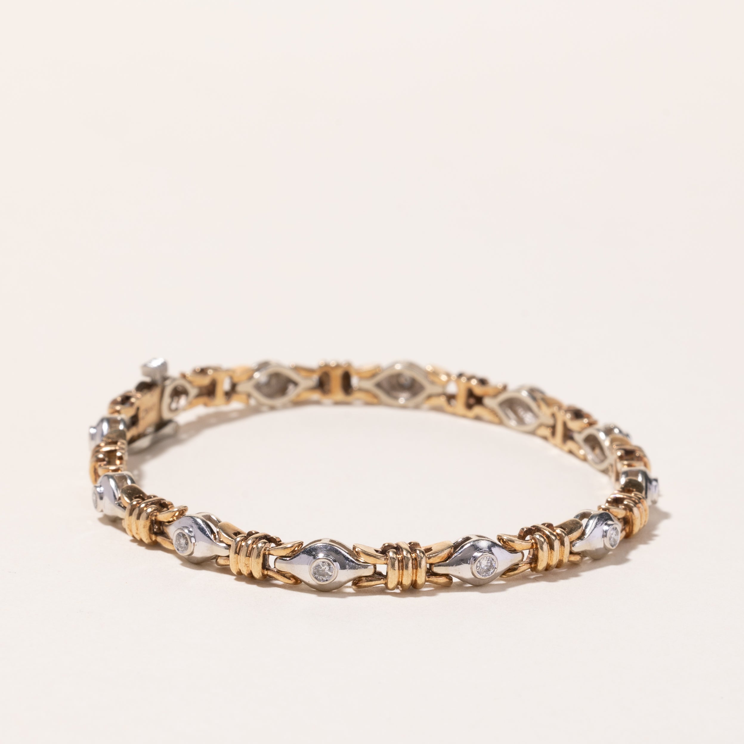 10k Two Tone Gold Diamond Bracelet | 0.45ctw | 7.25"