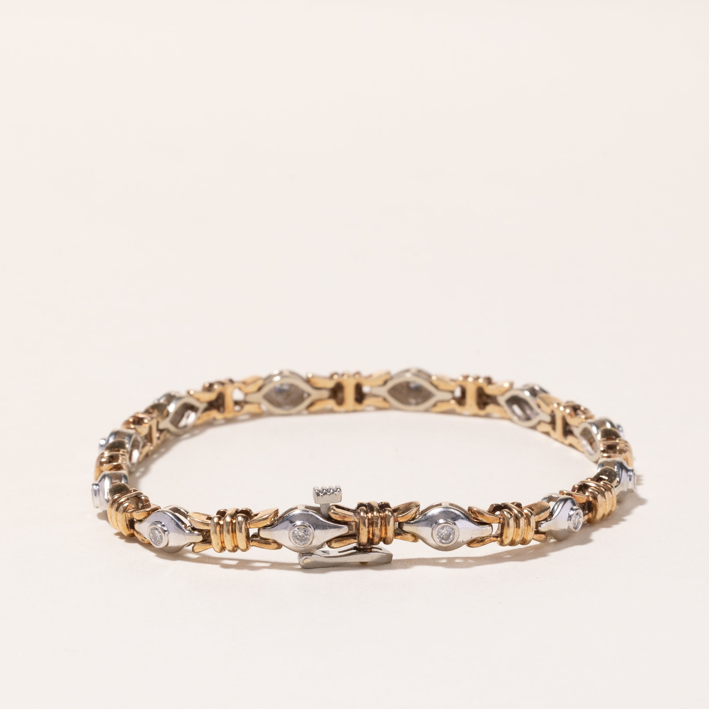 10k Two Tone Gold Diamond Bracelet | 0.45ctw | 7.25"