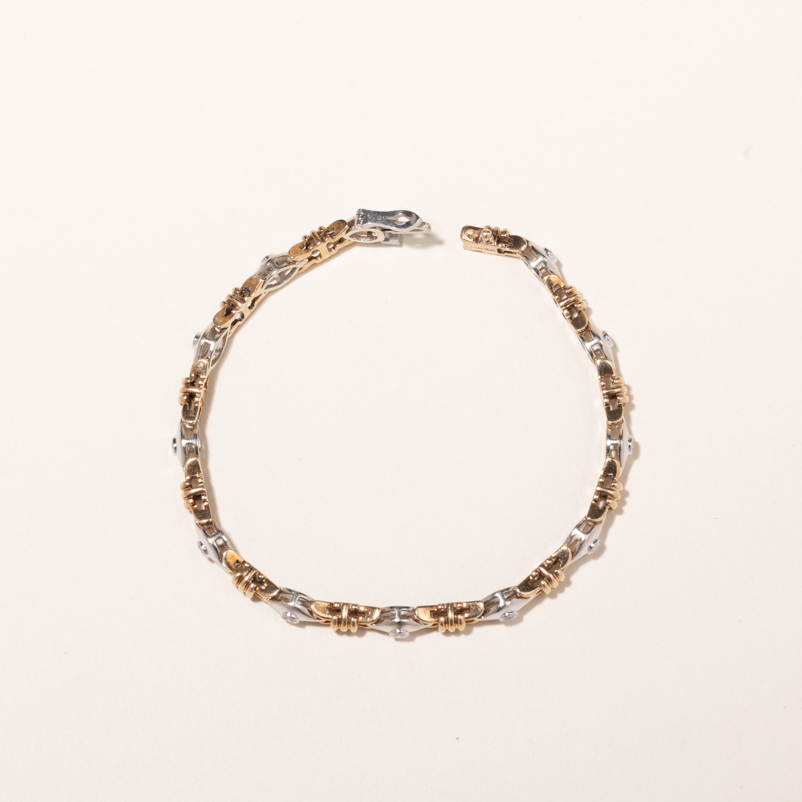 10k Two Tone Gold Diamond Bracelet | 0.45ctw | 7.25"