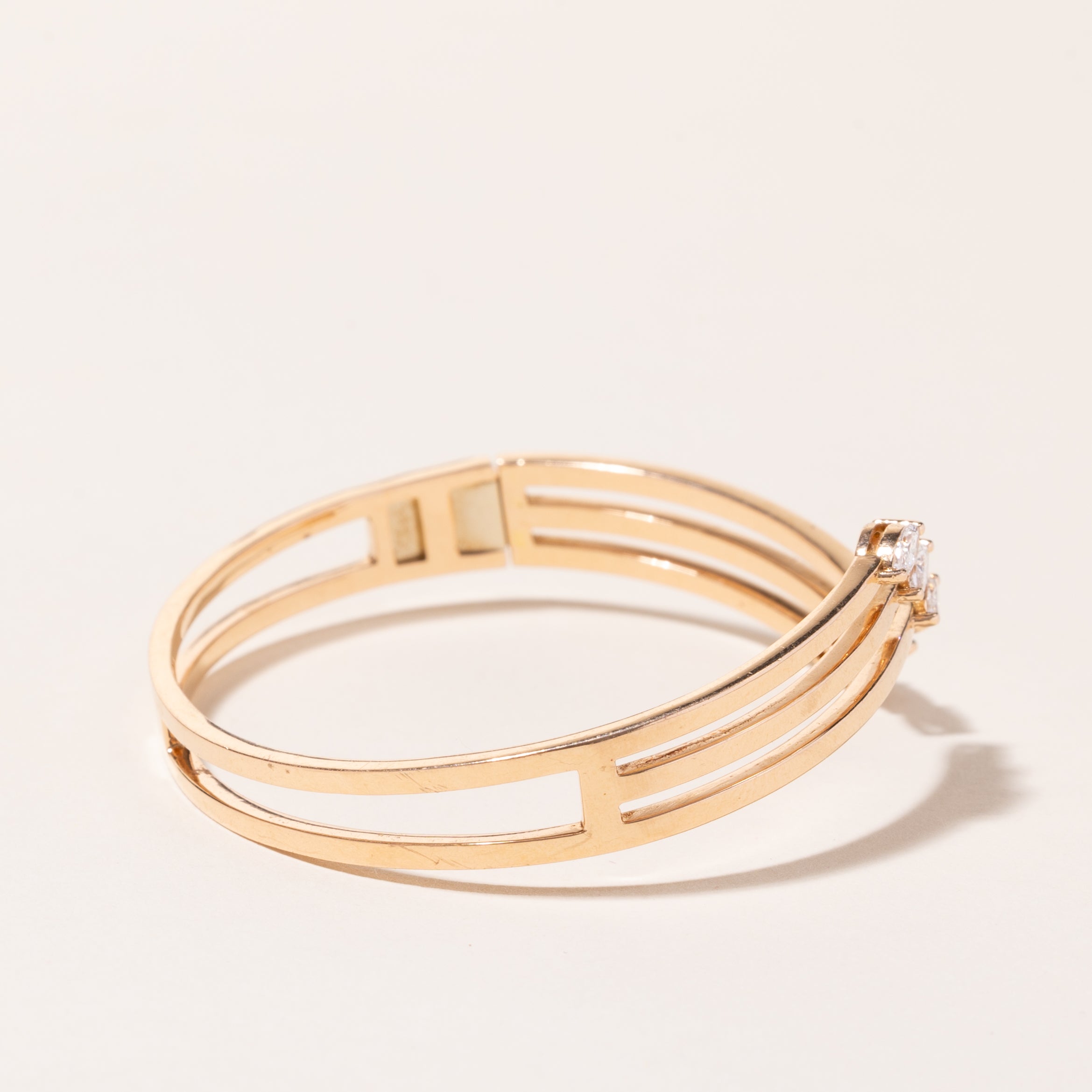 18k Yellow Gold Marquise Cut Diamond Bypass Cuff | 1.21ctw | 6.25"