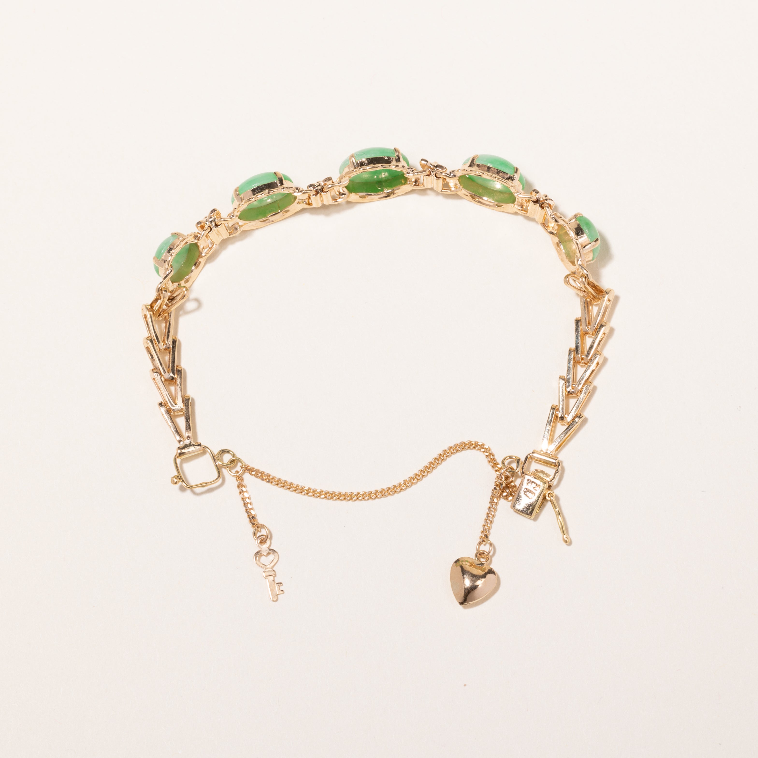 18k Yellow Gold Jade Bracelet | 6.5"