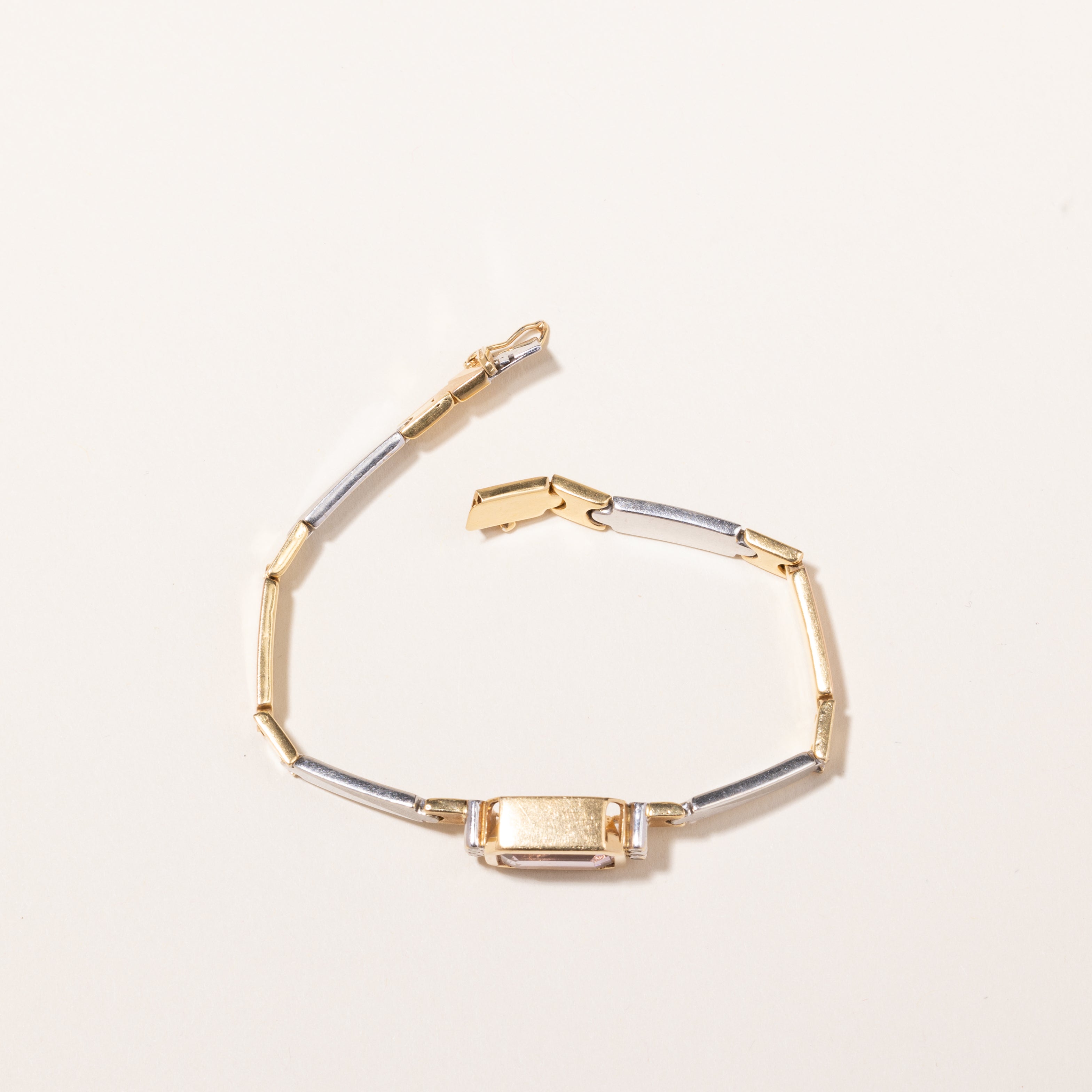 Italian 18k Tri-Tone Gold Amethyst & Diamond Bracelet | 6.55ct, 0.09ctw | 7"