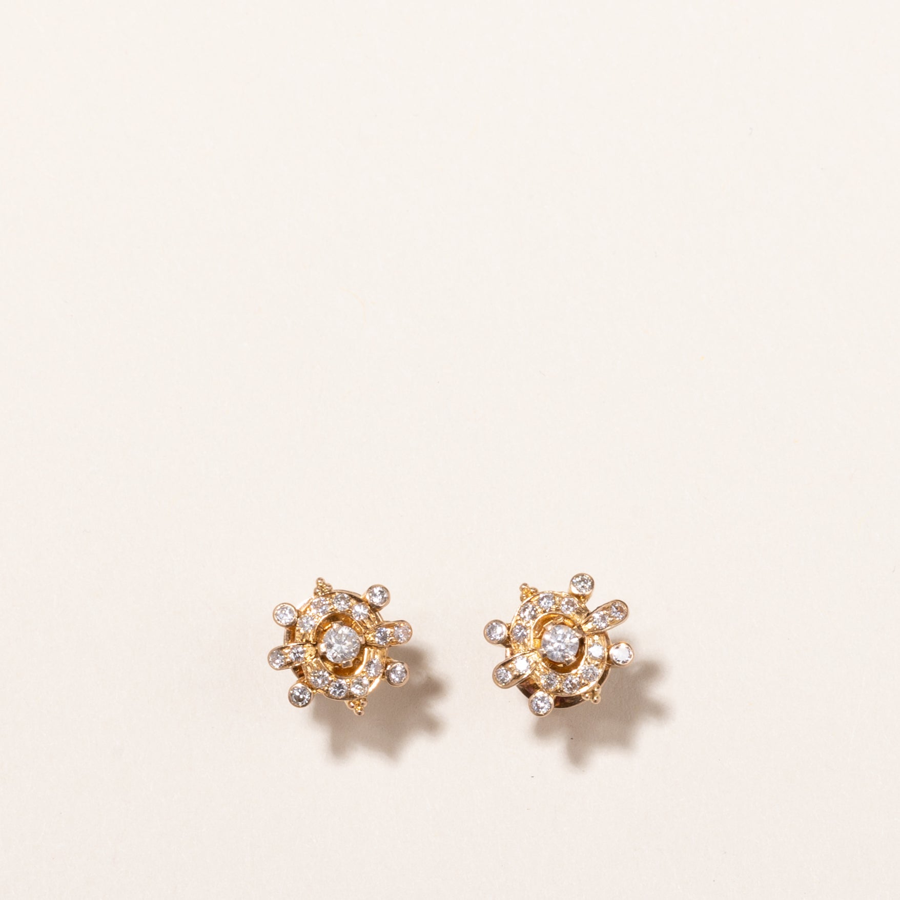 18k Yellow Gold Diamond Earring | 0.51ctw | 1cm
