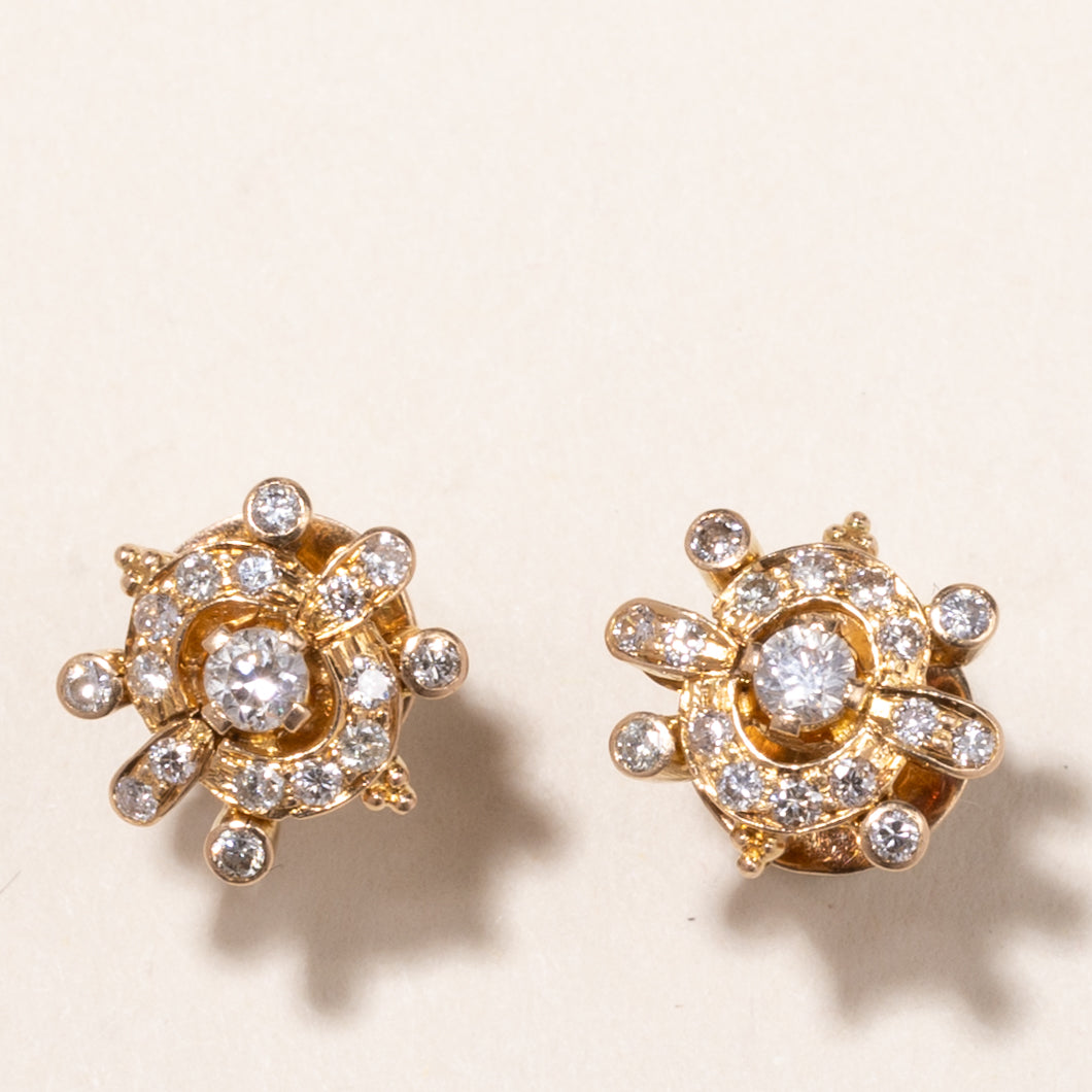 18k Yellow Gold Diamond Earring | 0.51ctw | 1cm