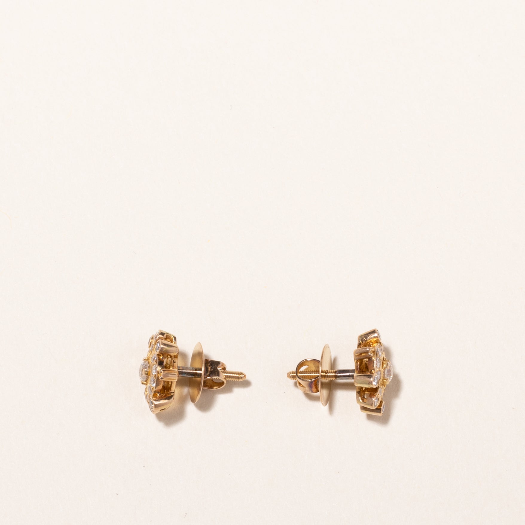 18k Yellow Gold Diamond Earring | 0.51ctw | 1cm