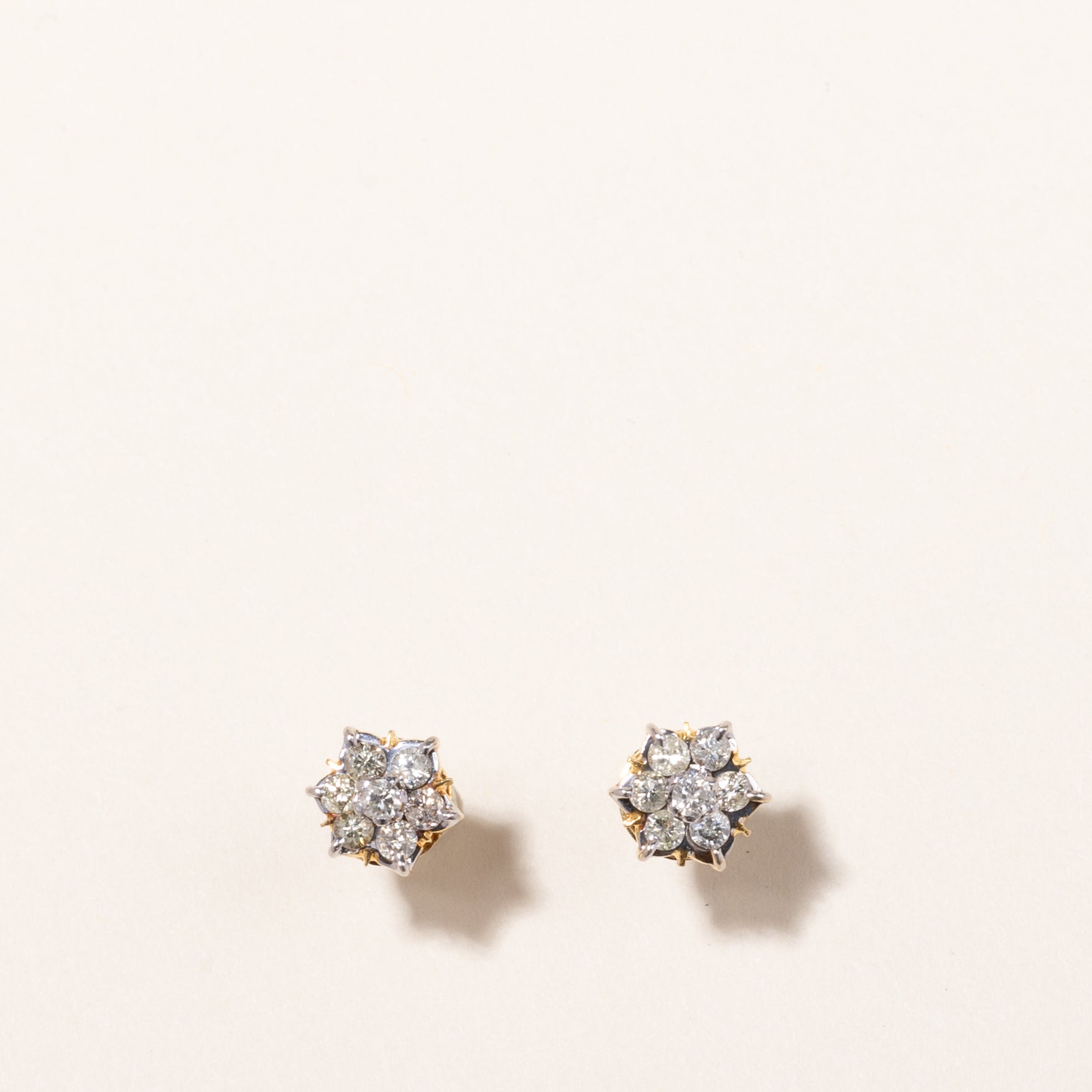 14k Yellow Gold Diamond Earrings | 0.81ctw | 0.8cm