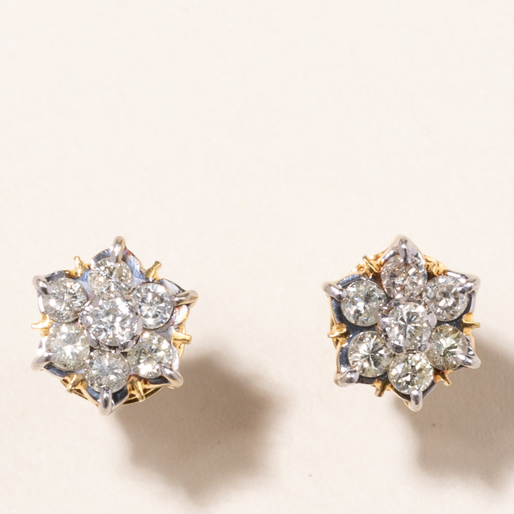 14k Yellow Gold Diamond Earrings | 0.81ctw | 0.8cm