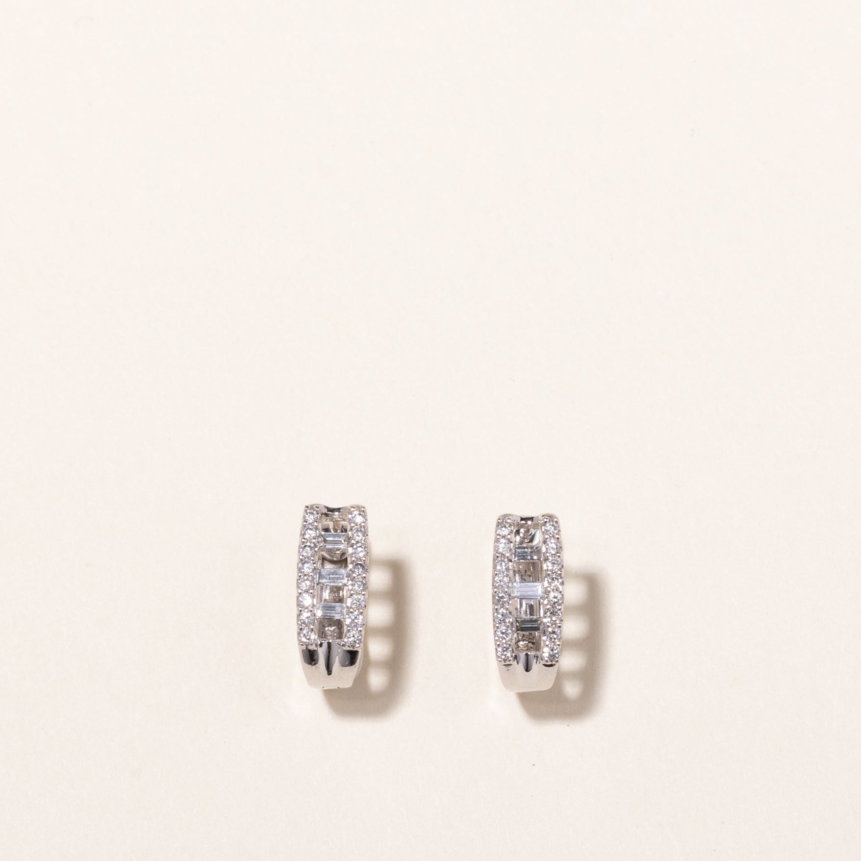 14k White Gold Diamond Huggie Earring | 0.52ctw | 1.2x1cm