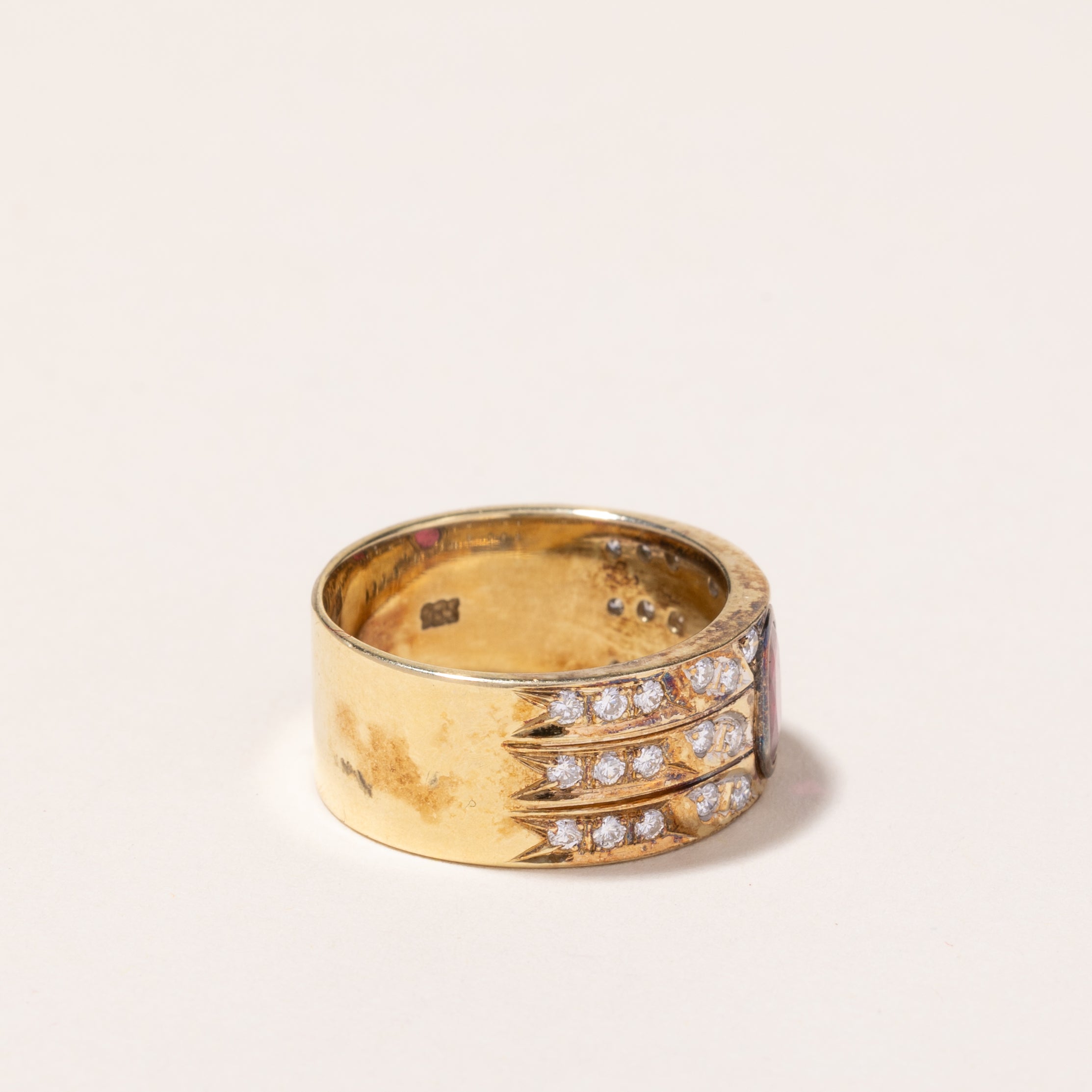 14k Yellow Gold Ruby and Diamond Ring | 0.51ct, 0.52ctw | SZ 7