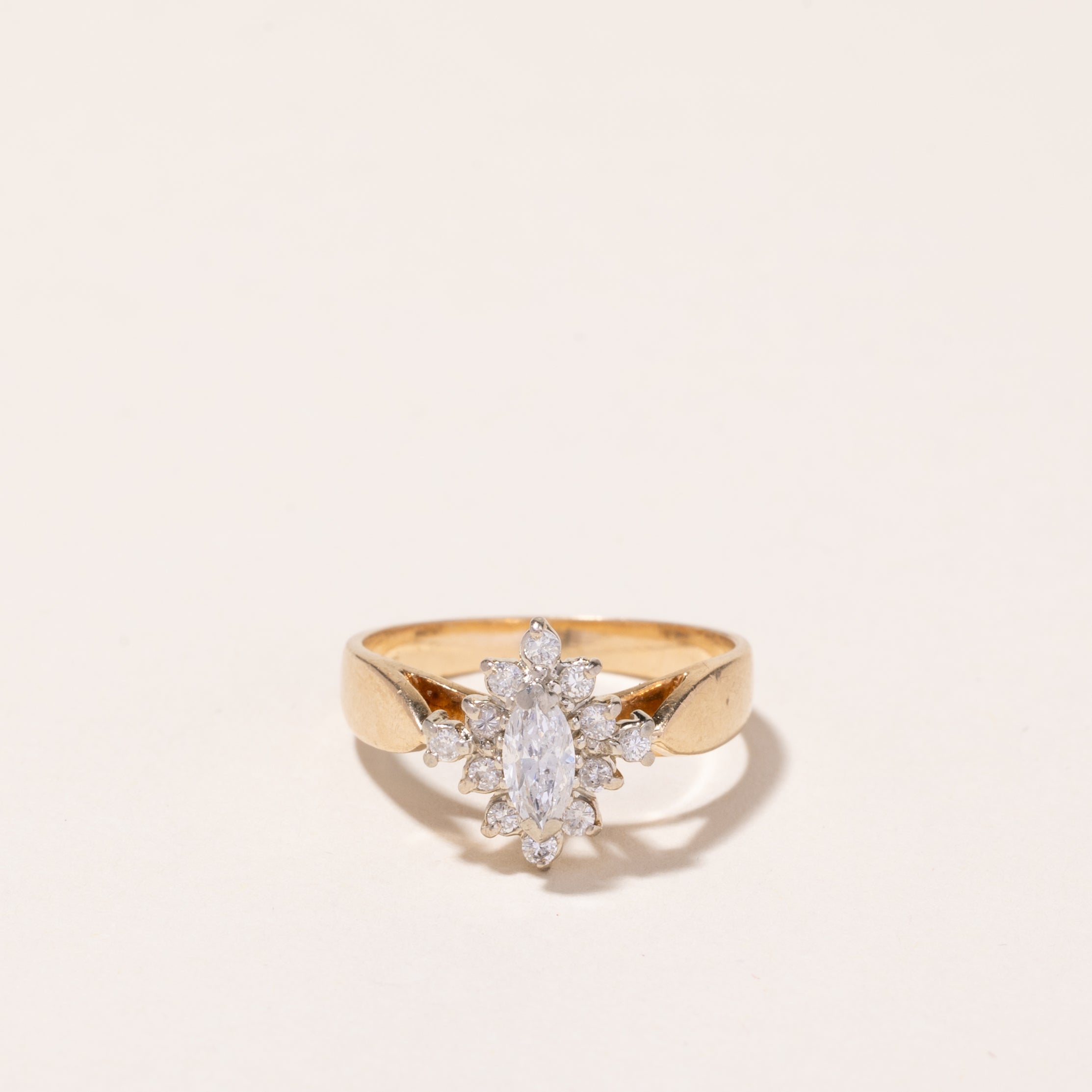 Bague en or jaune 14 carats sertie de diamants | 0,44 ct | Taille 5,75