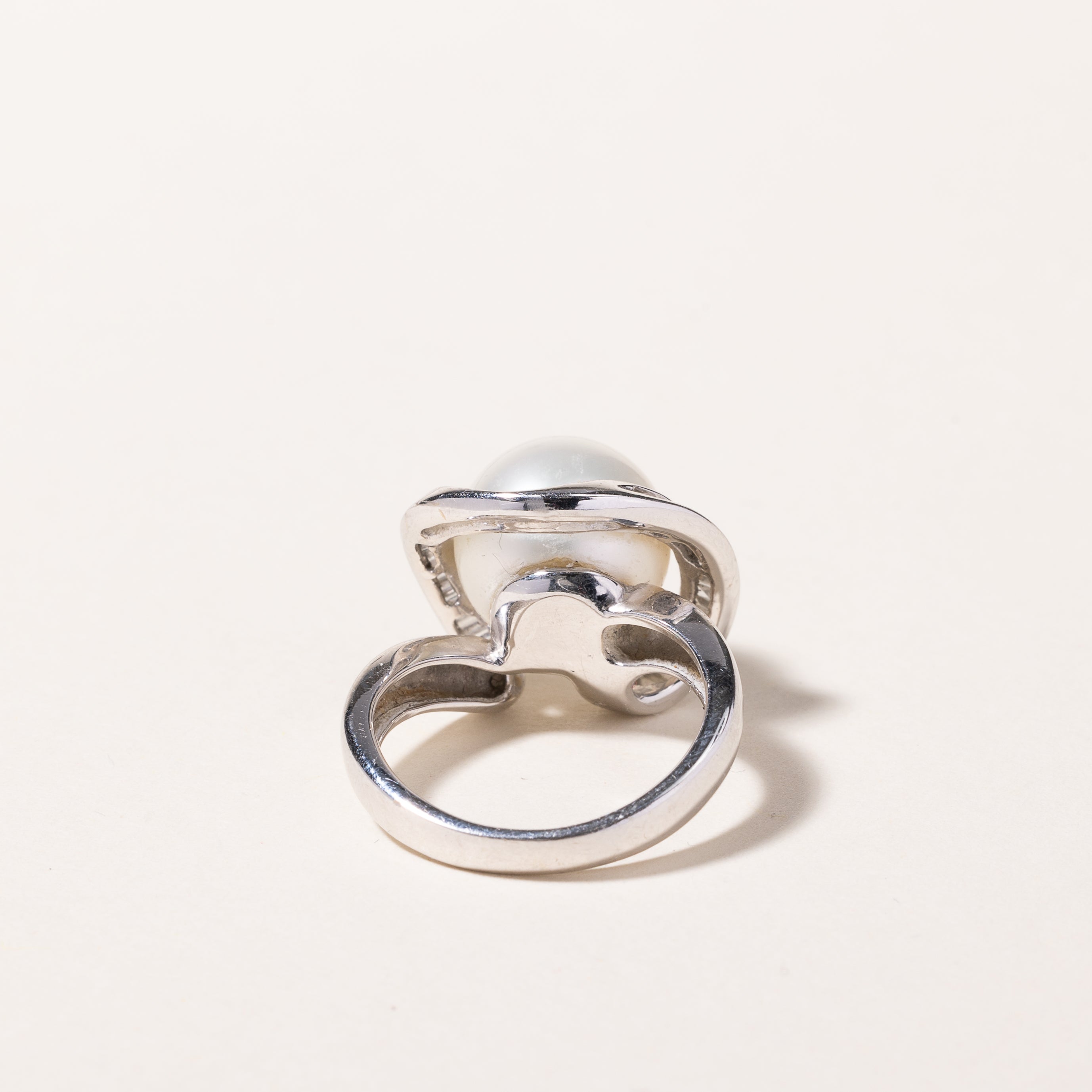 18k White Gold South Sea Pearl & Diamond Ring | 11.50mm, 0.52ctw | SZ 5.5