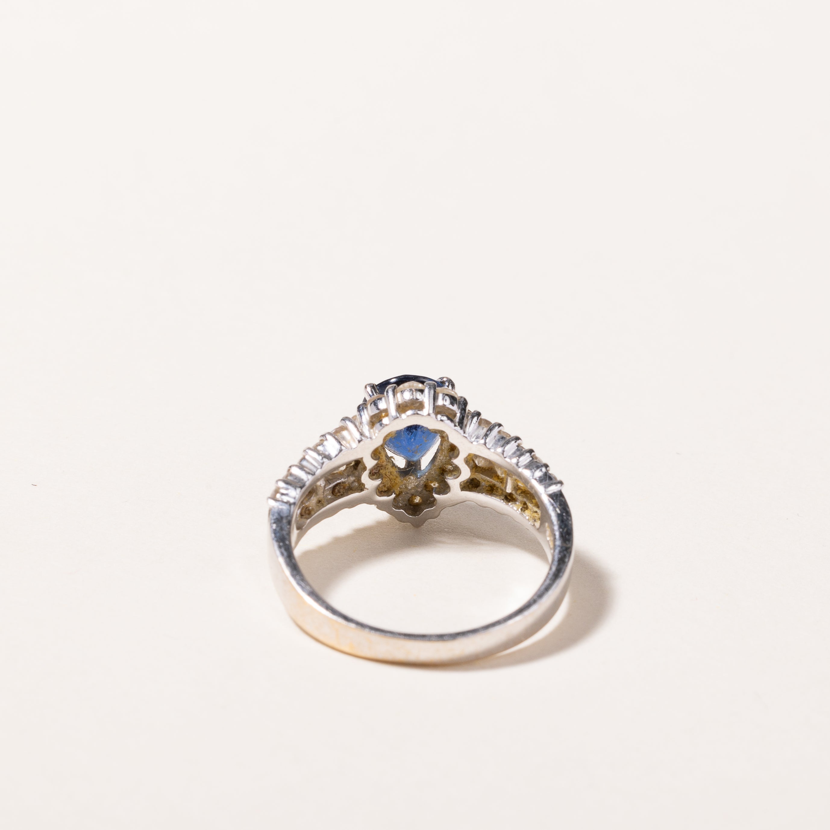 18k White Gold Blue Sapphire and Diamond Ring | 1.28ct, 0.90ctw | SZ 6.25