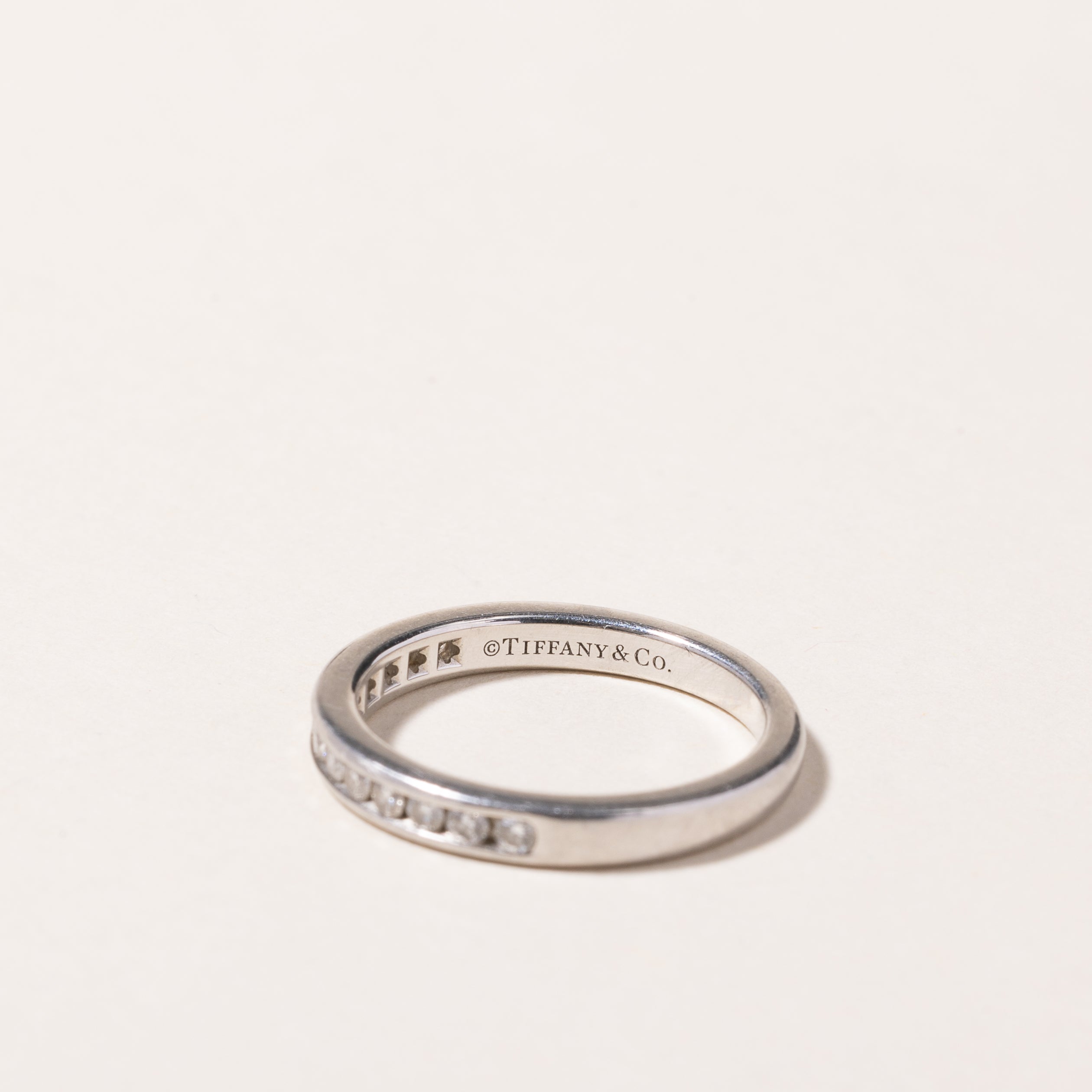 Tiffany & Co.' Platinum Tiffany Setting Wedding Band | 0.13ctw | SZ 4.5
