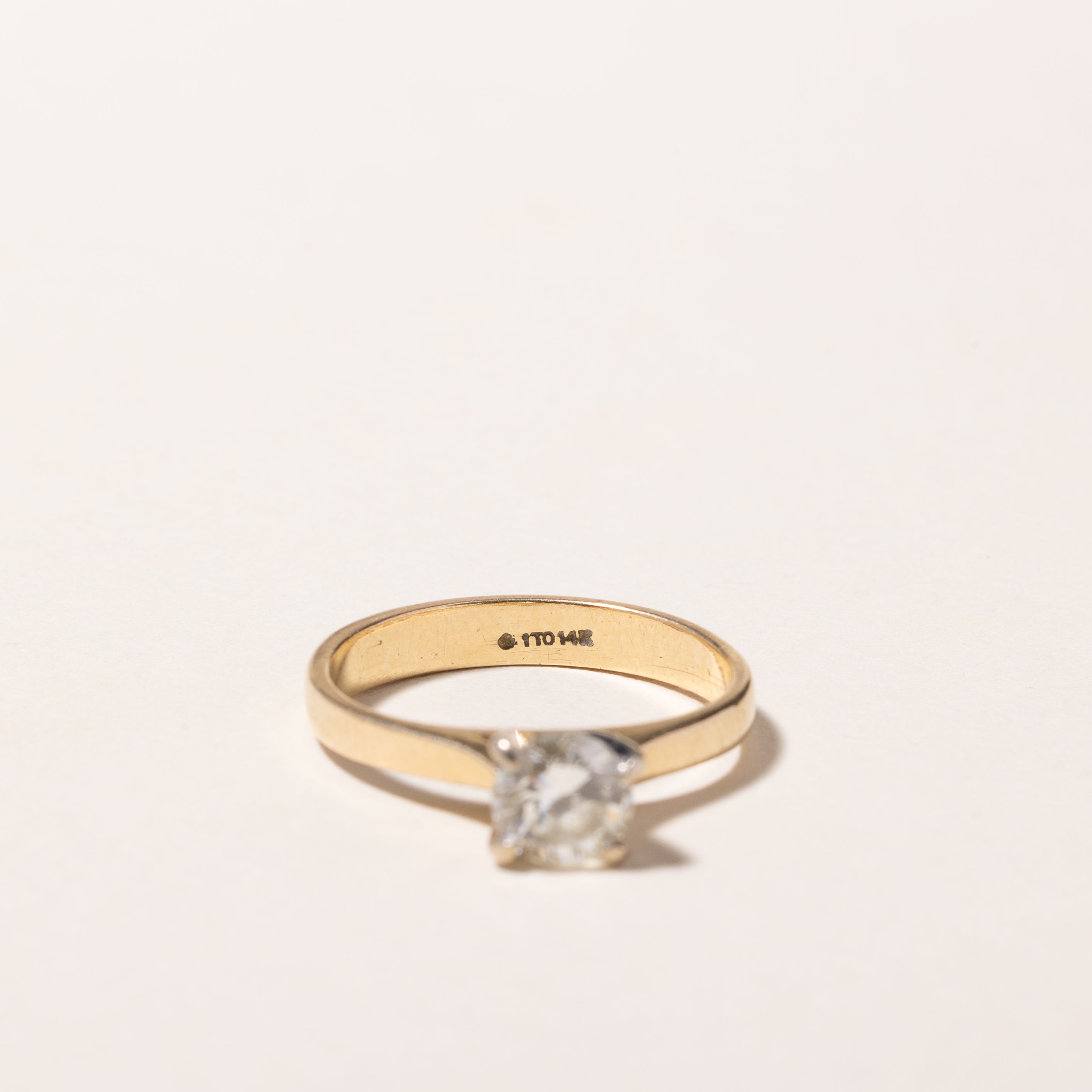 Bague de fiançailles en or jaune 14 carats avec diamant | 0,71 ct VVS2 I/J | Taille 5