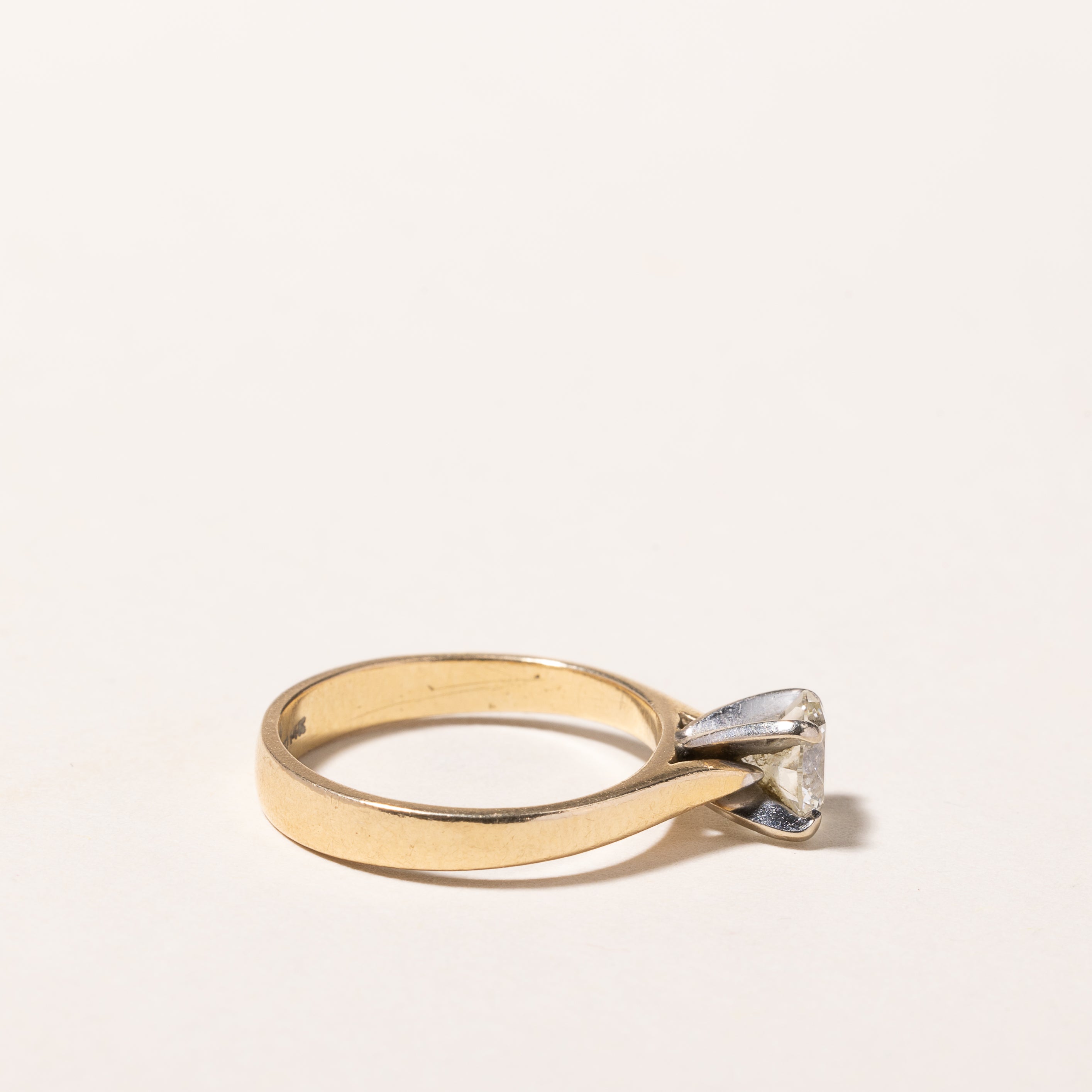 Bague de fiançailles en or jaune 14 carats avec diamant | 0,71 ct VVS2 I/J | Taille 5