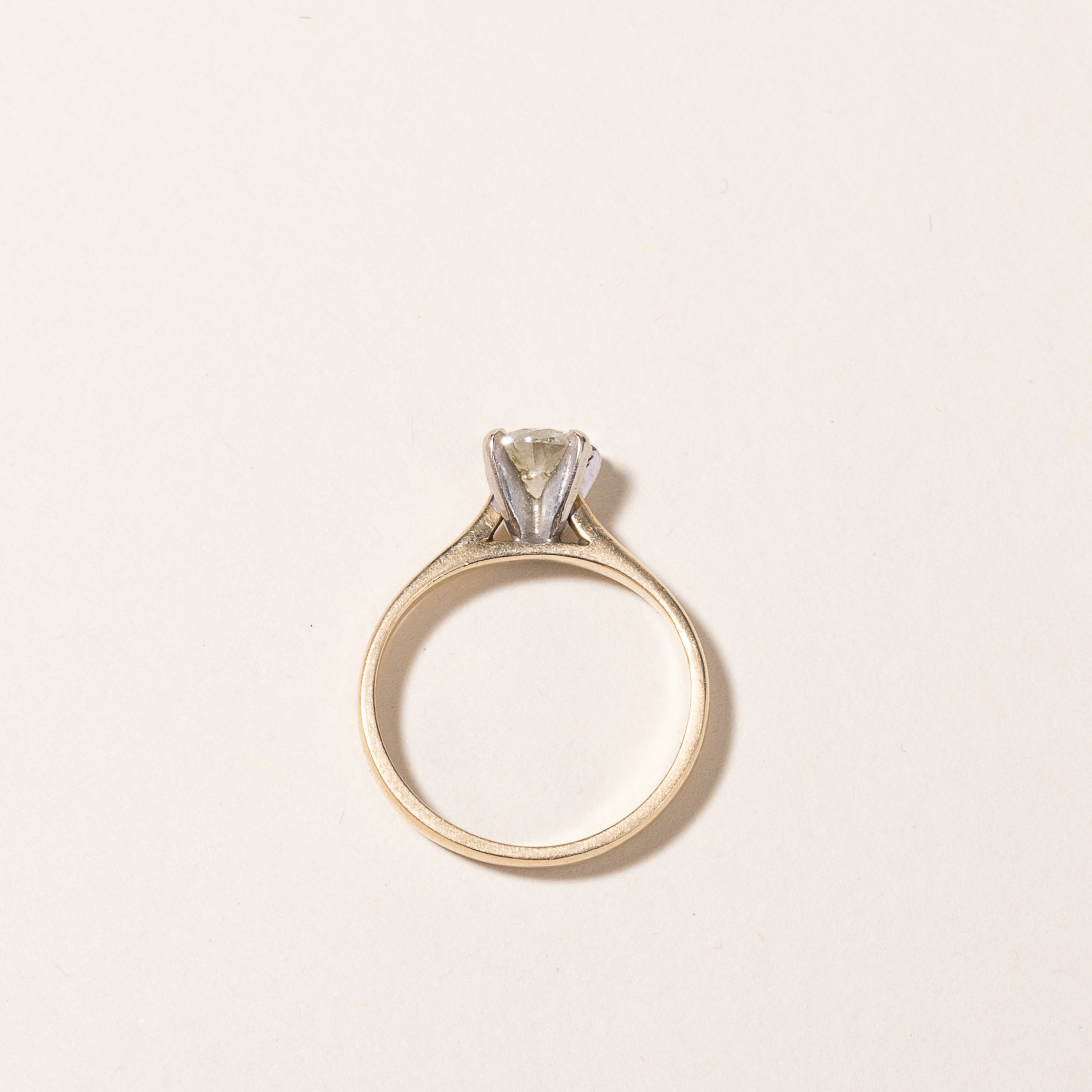 Bague de fiançailles en or jaune 14 carats avec diamant | 0,71 ct VVS2 I/J | Taille 5
