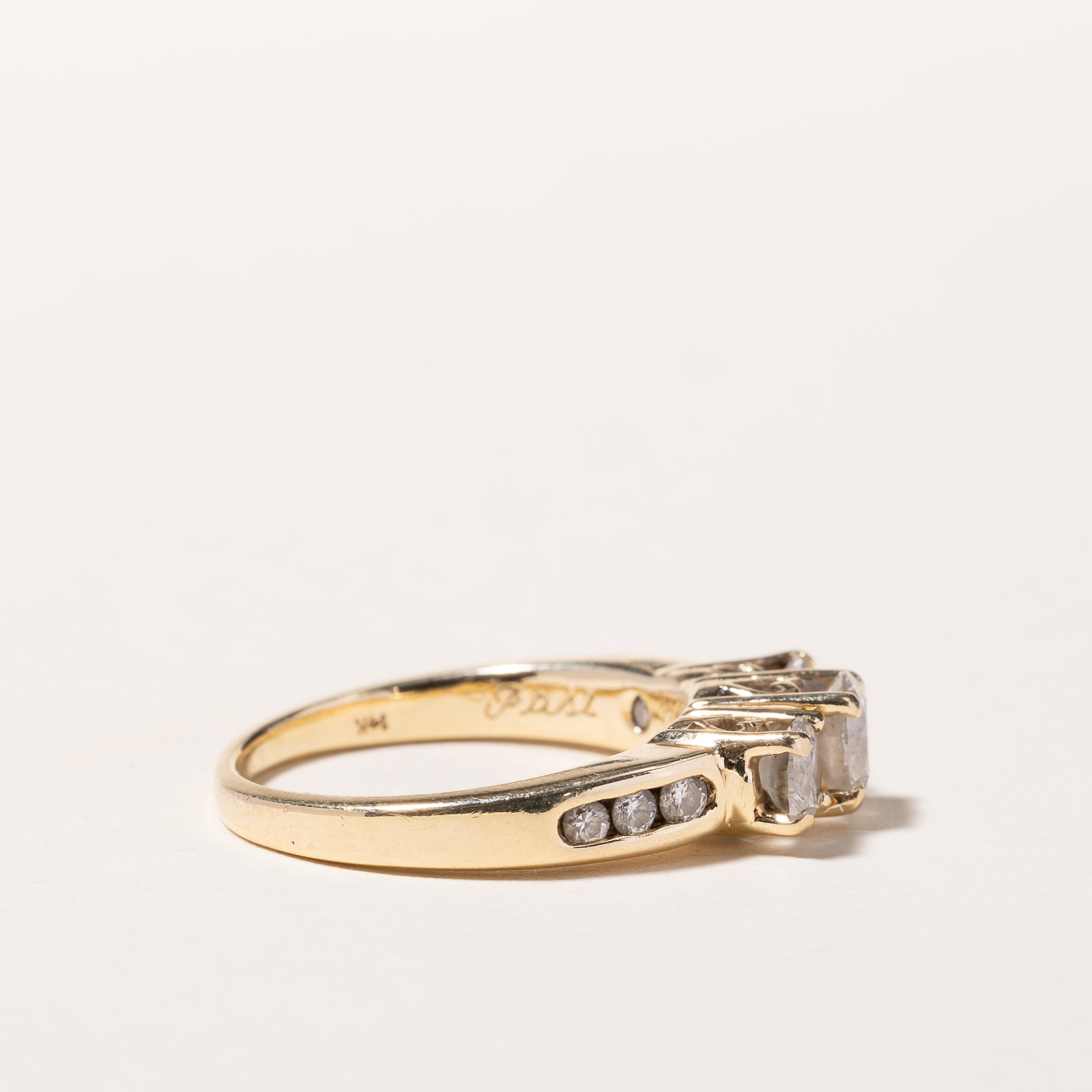 14k Yellow Gold Past Present Future Diamond Engagement Ring | 1.46ctw | SZ 7.25