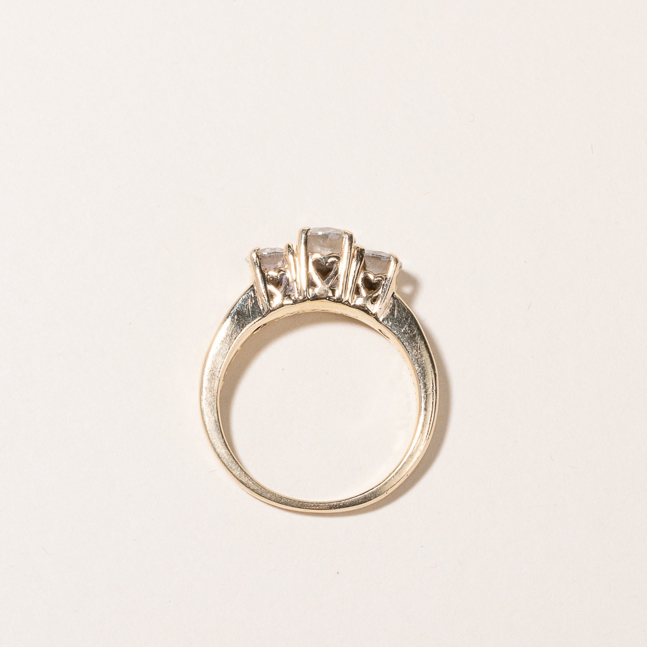 14k Yellow Gold Past Present Future Diamond Engagement Ring | 1.46ctw | SZ 7.25