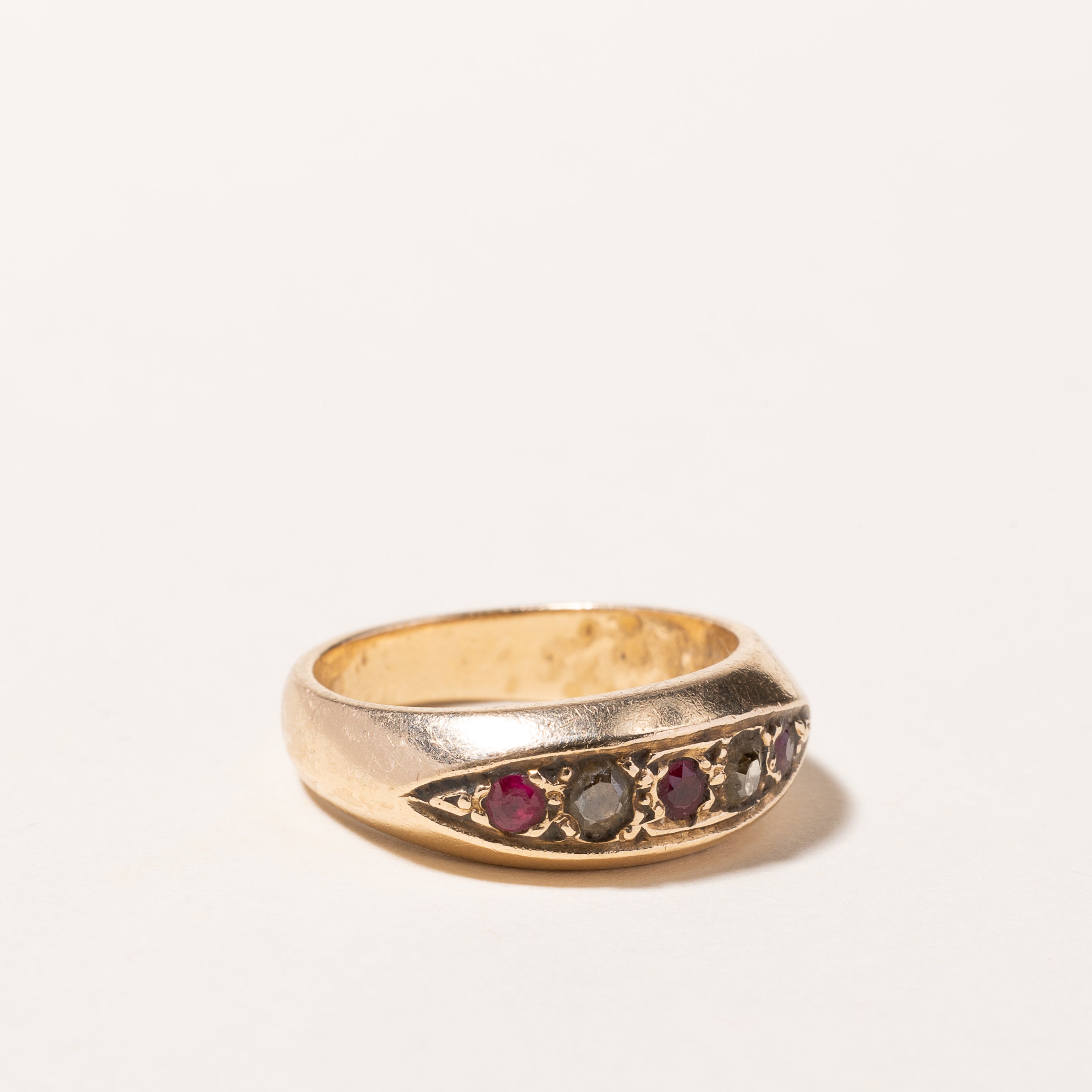 Vintage 14k Yellow Gold Ruby and Diamond Ring | 0.23ctw, 0.29ctw | SZ 7.25