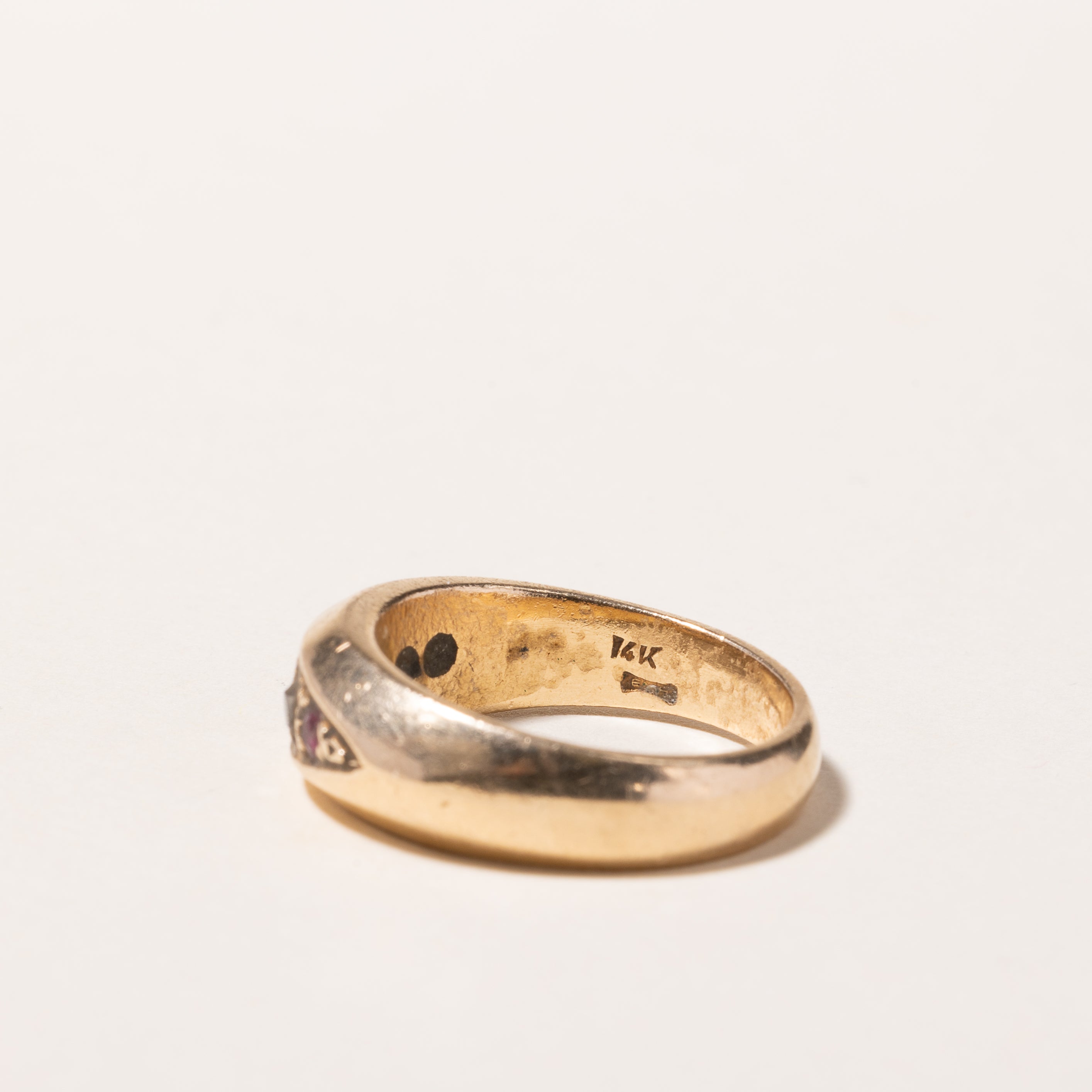 Vintage 14k Yellow Gold Ruby and Diamond Ring | 0.23ctw, 0.29ctw | SZ 7.25