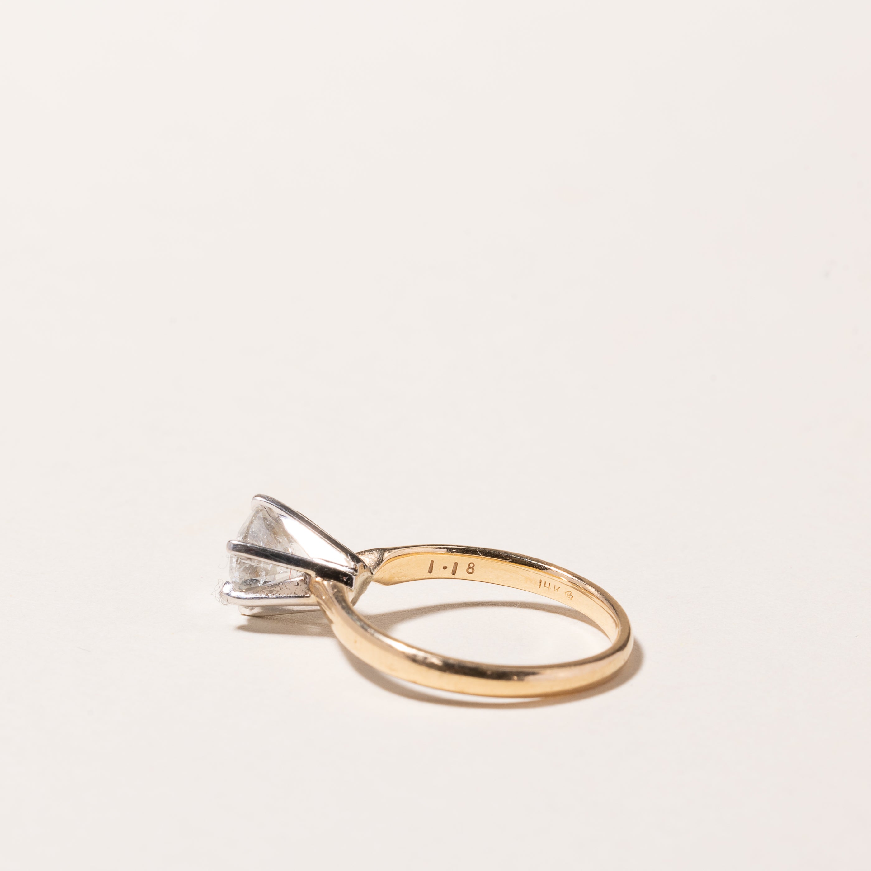14k Yellow Gold Solitaire Diamond Engagement Ring | 1.18ct 12 G/H | SZ 6.25