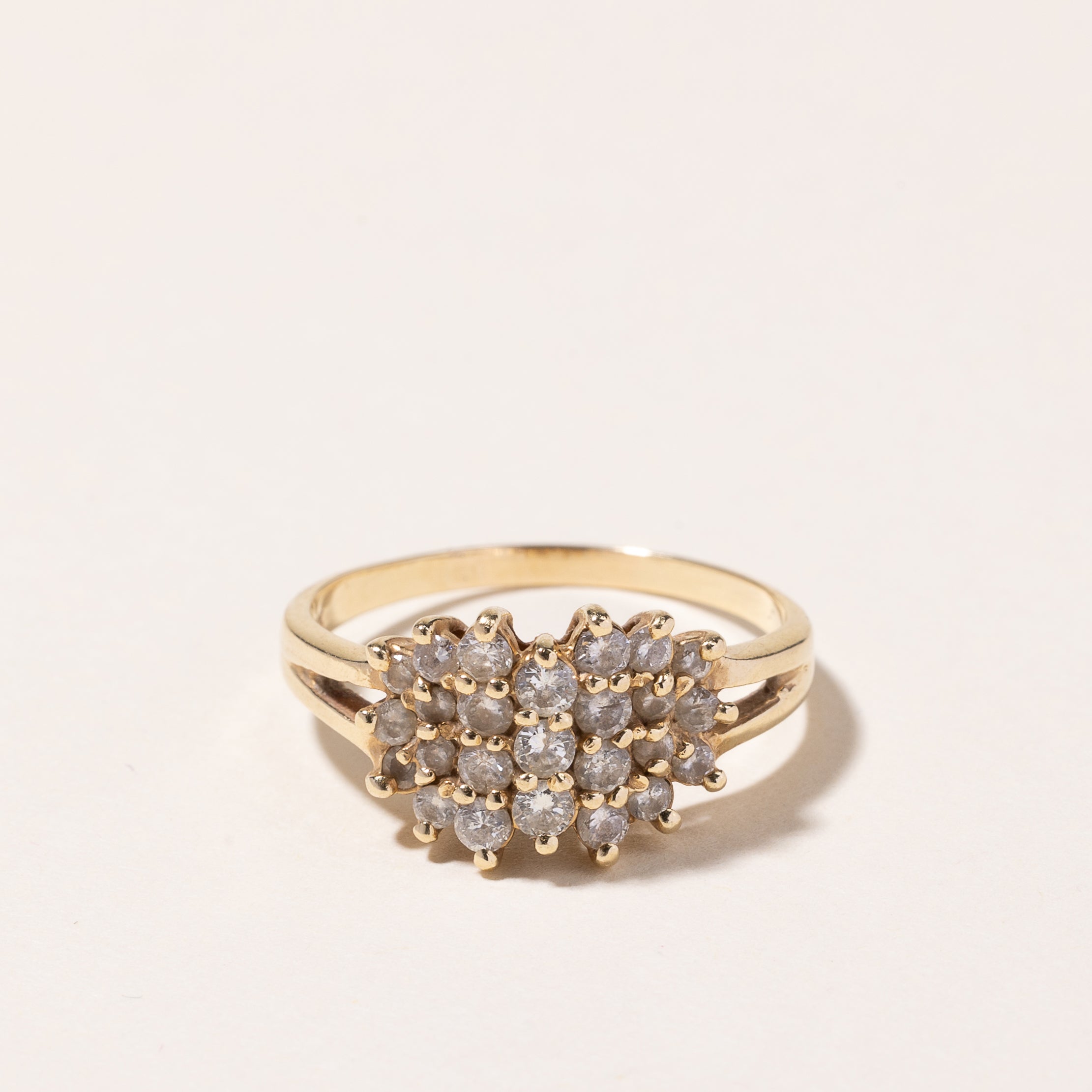 14k Yellow Gold Diamond Cluster Ring | 0.94ctw | SZ 8.75