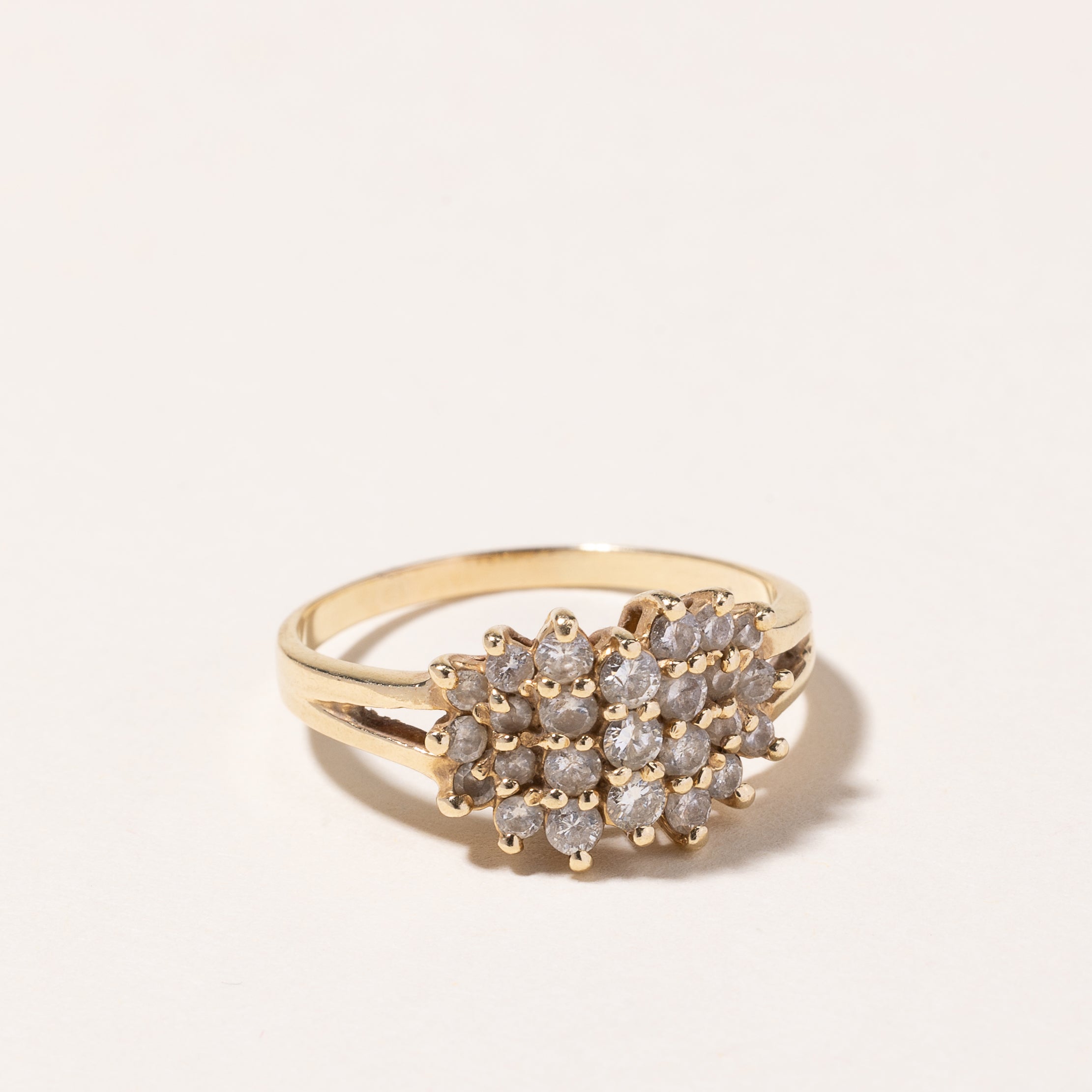 14k Yellow Gold Diamond Cluster Ring | 0.94ctw | SZ 8.75