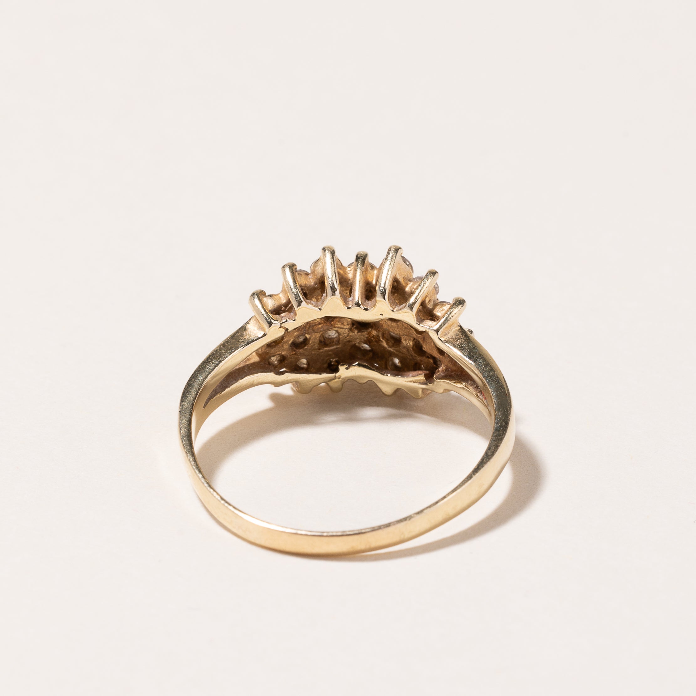 14k Yellow Gold Diamond Cluster Ring | 0.94ctw | SZ 8.75