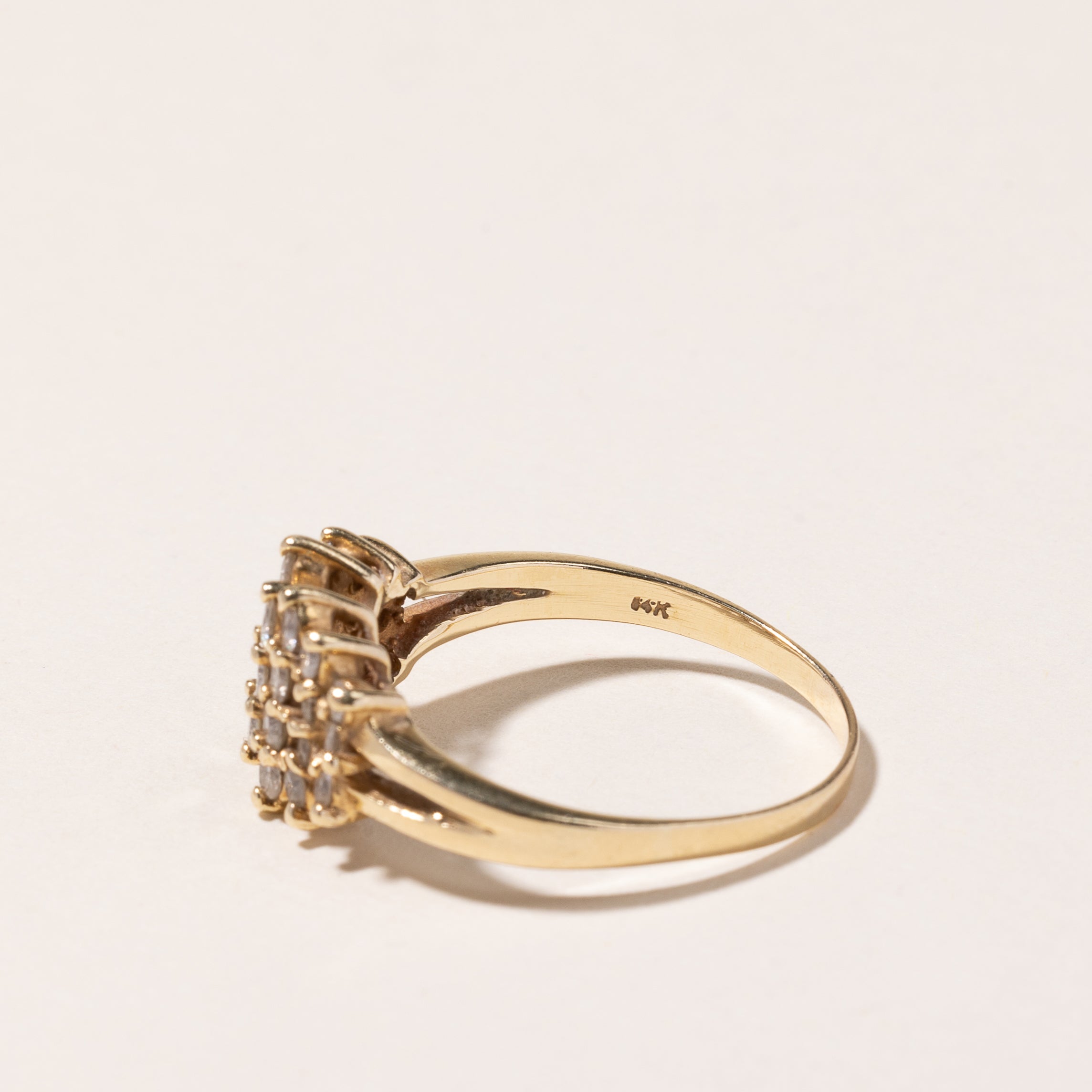 14k Yellow Gold Diamond Cluster Ring | 0.94ctw | SZ 8.75