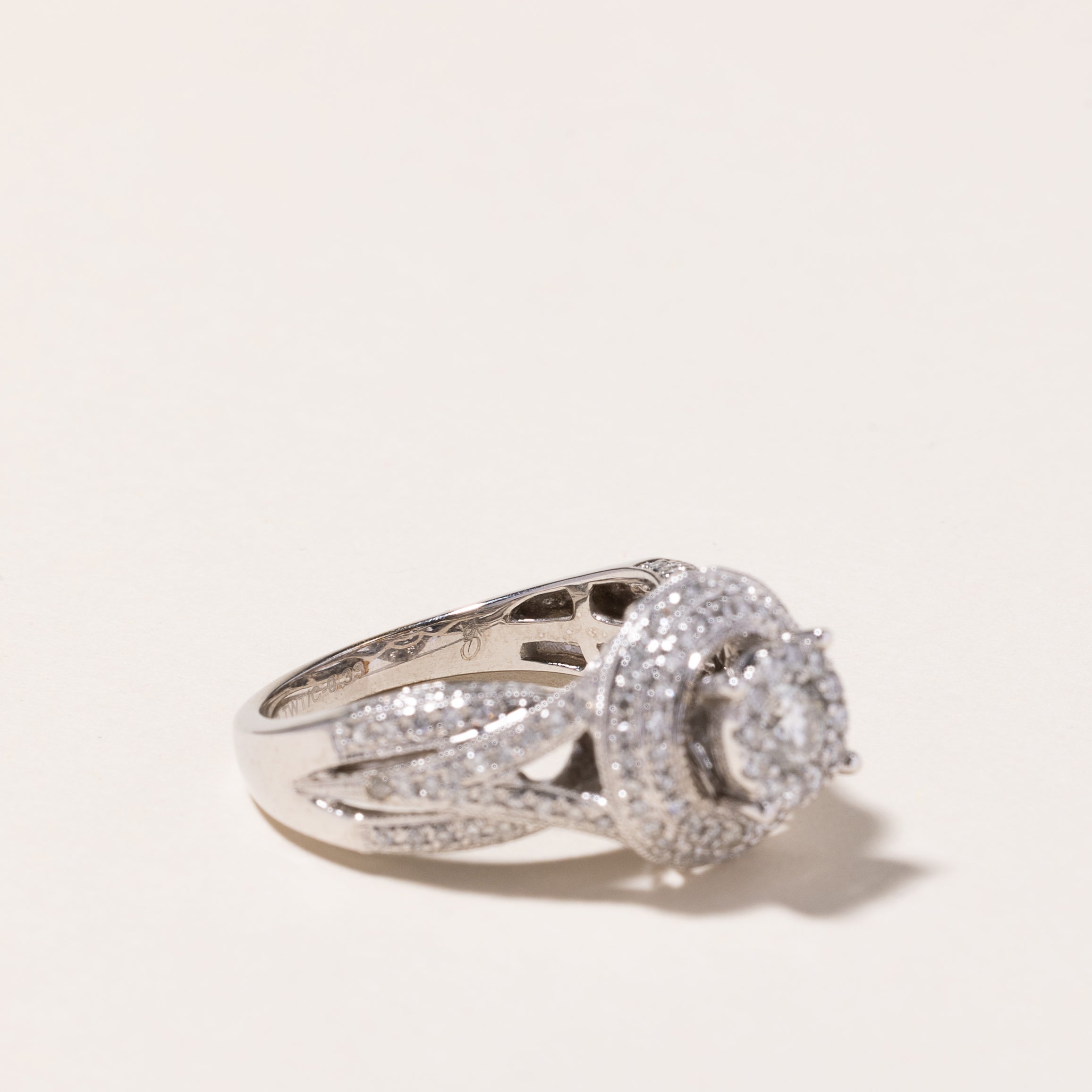 10k White Gold Diamond Cluster Ring | 0.95ctw | SZ 7