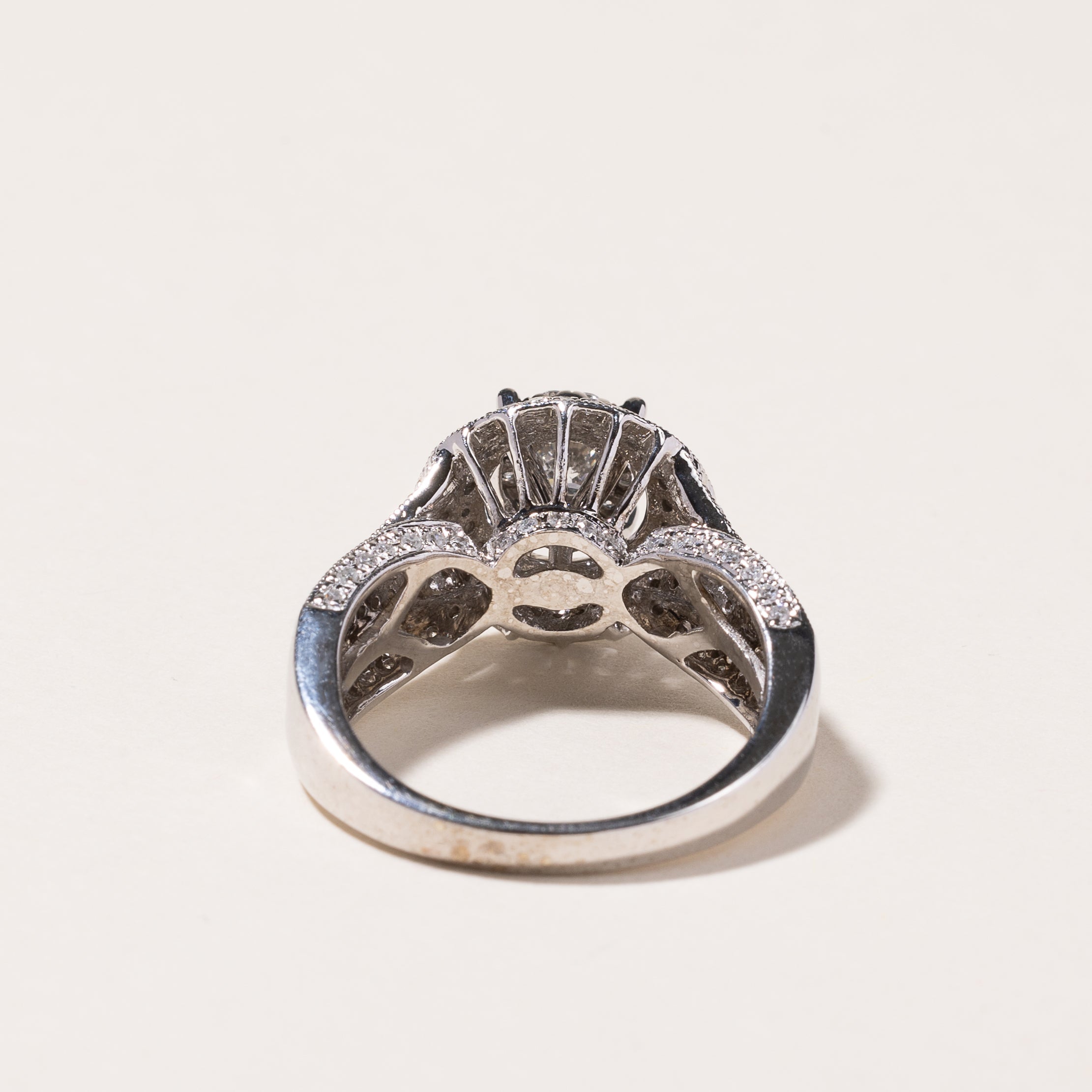 10k White Gold Diamond Cluster Ring | 0.95ctw | SZ 7