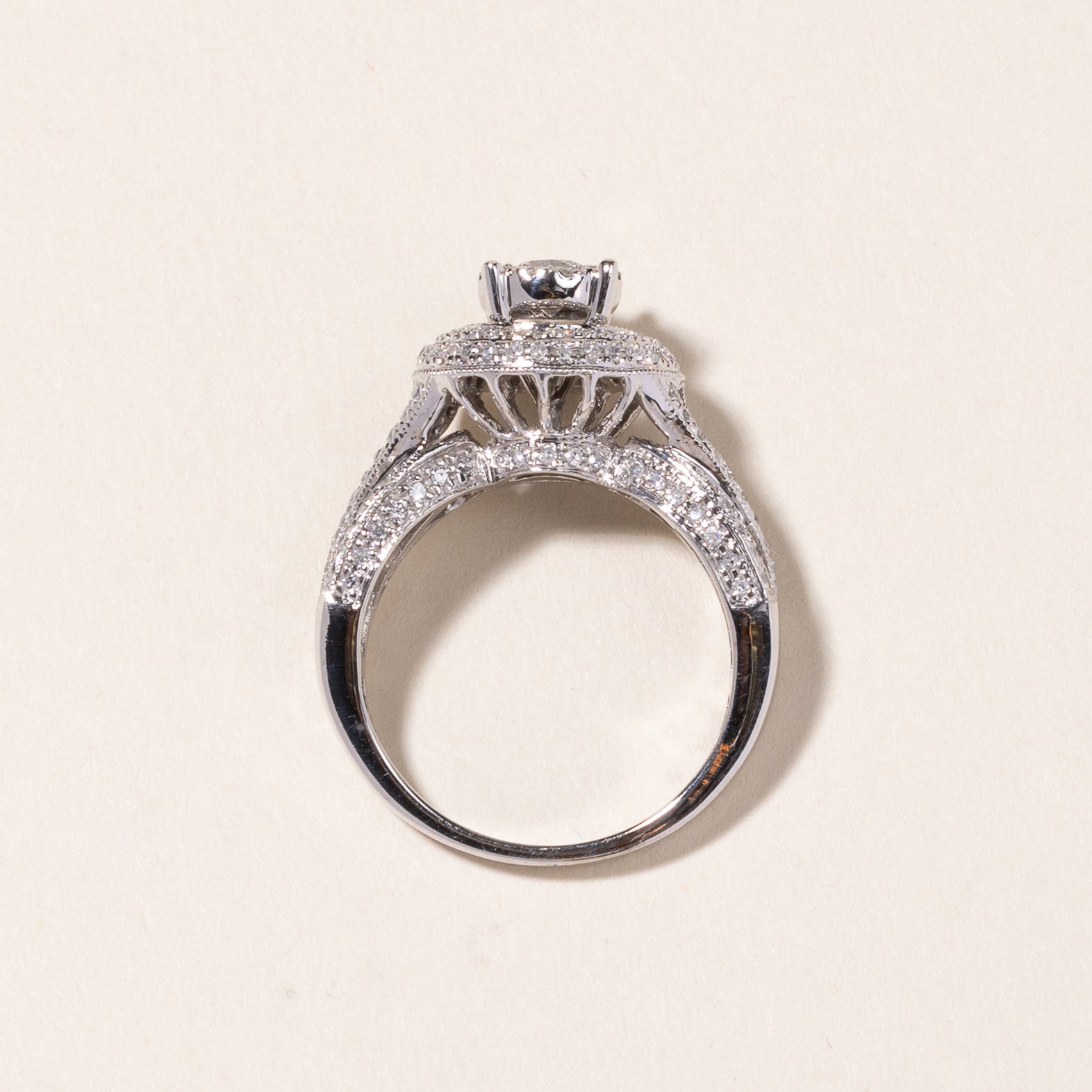 10k White Gold Diamond Cluster Ring | 0.95ctw | SZ 7