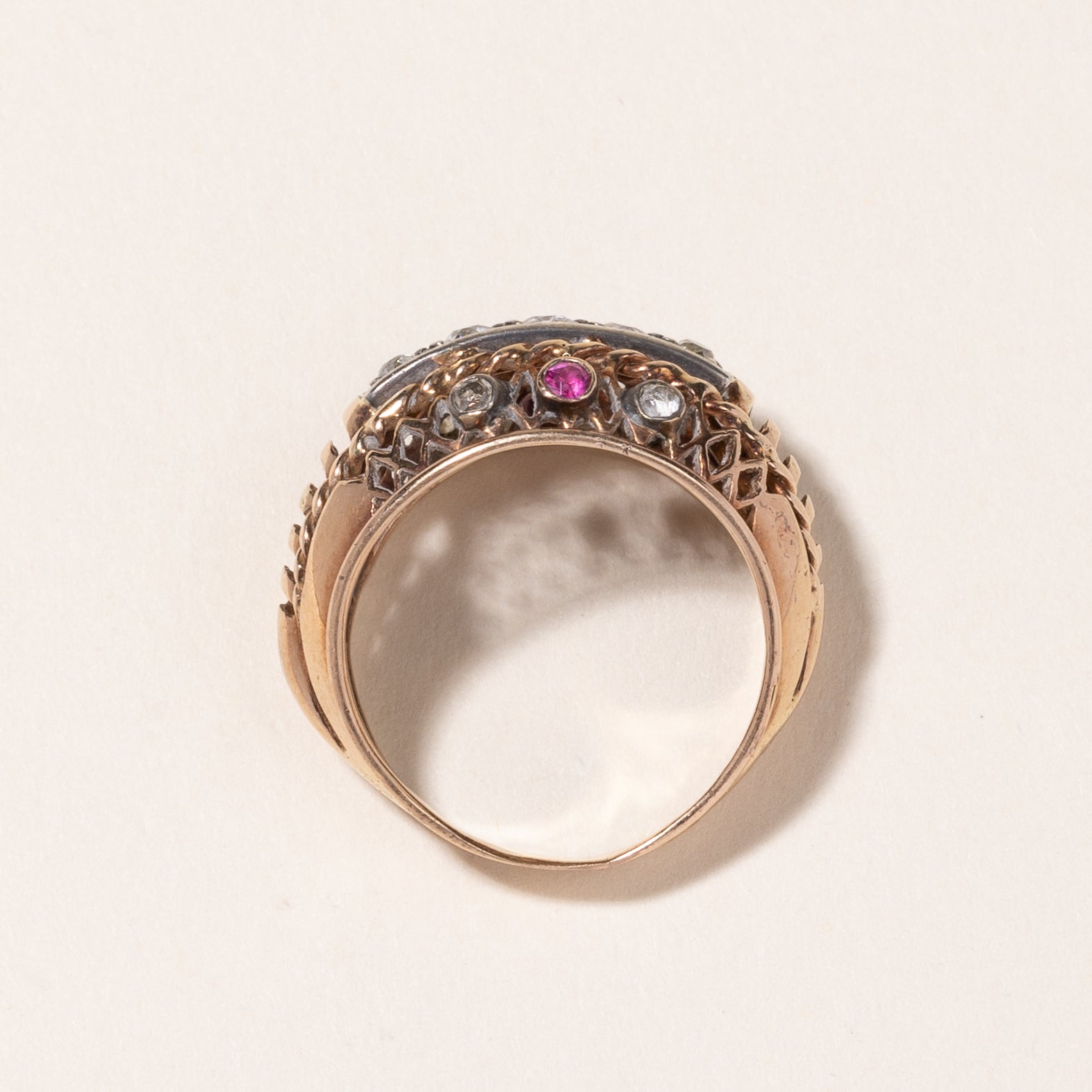 18K Yellow Gold Ruby & Diamond Ring | 0.12ctw, 0.62ctw | SZ 9.5
