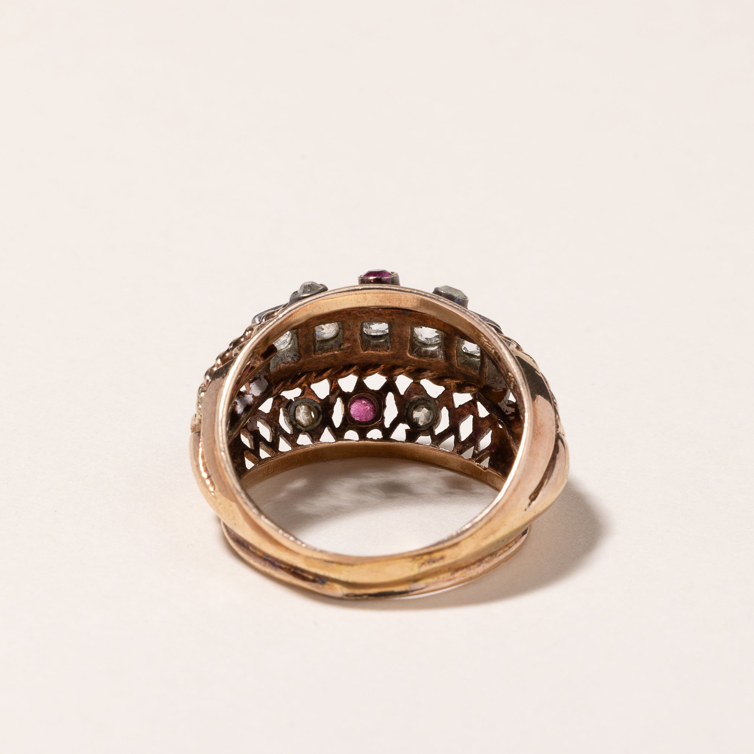 18K Yellow Gold Ruby & Diamond Ring | 0.12ctw, 0.62ctw | SZ 9.5