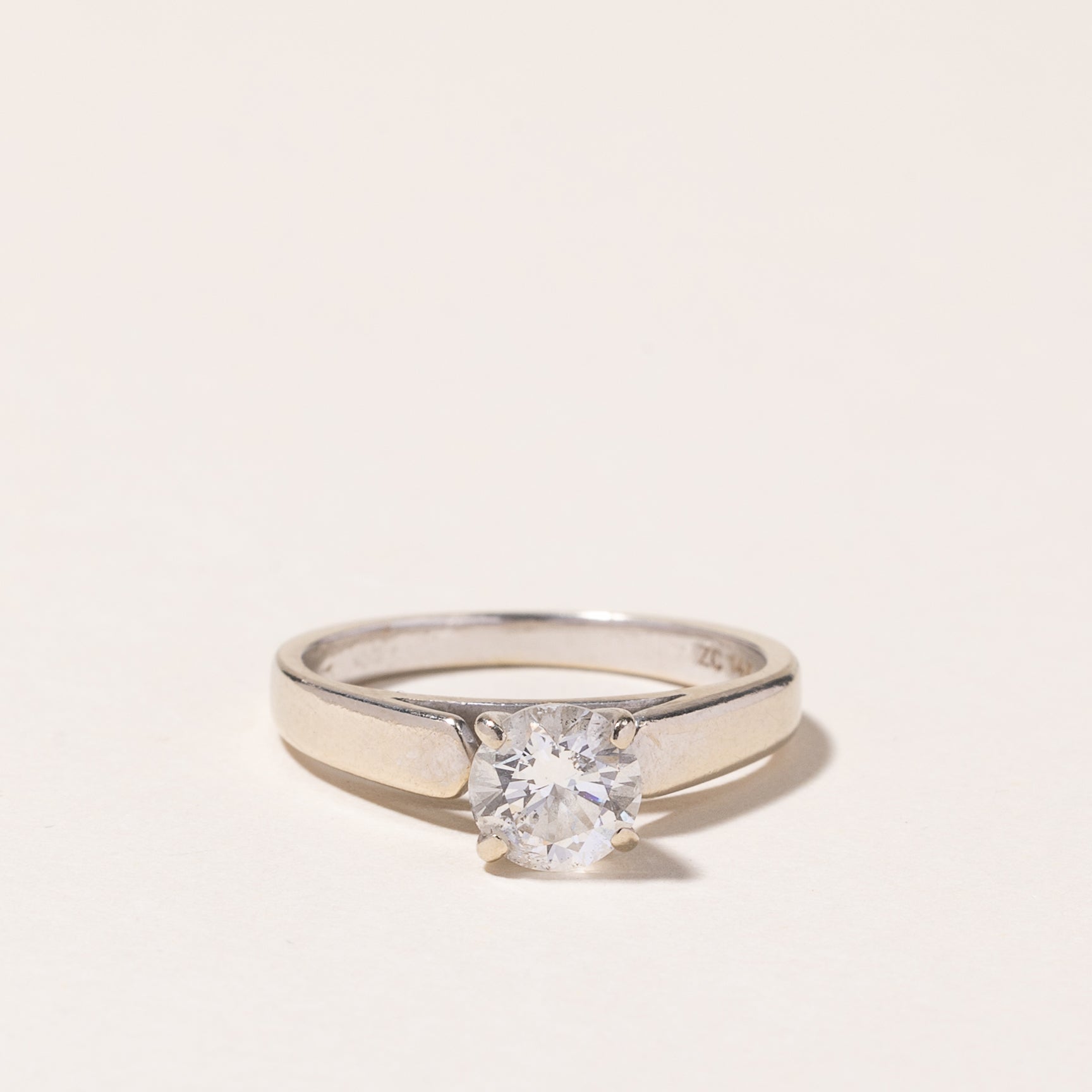 14K White Gold Solitaire Diamond Engagement Ring | 0.72ct I2 G | SZ 4.5