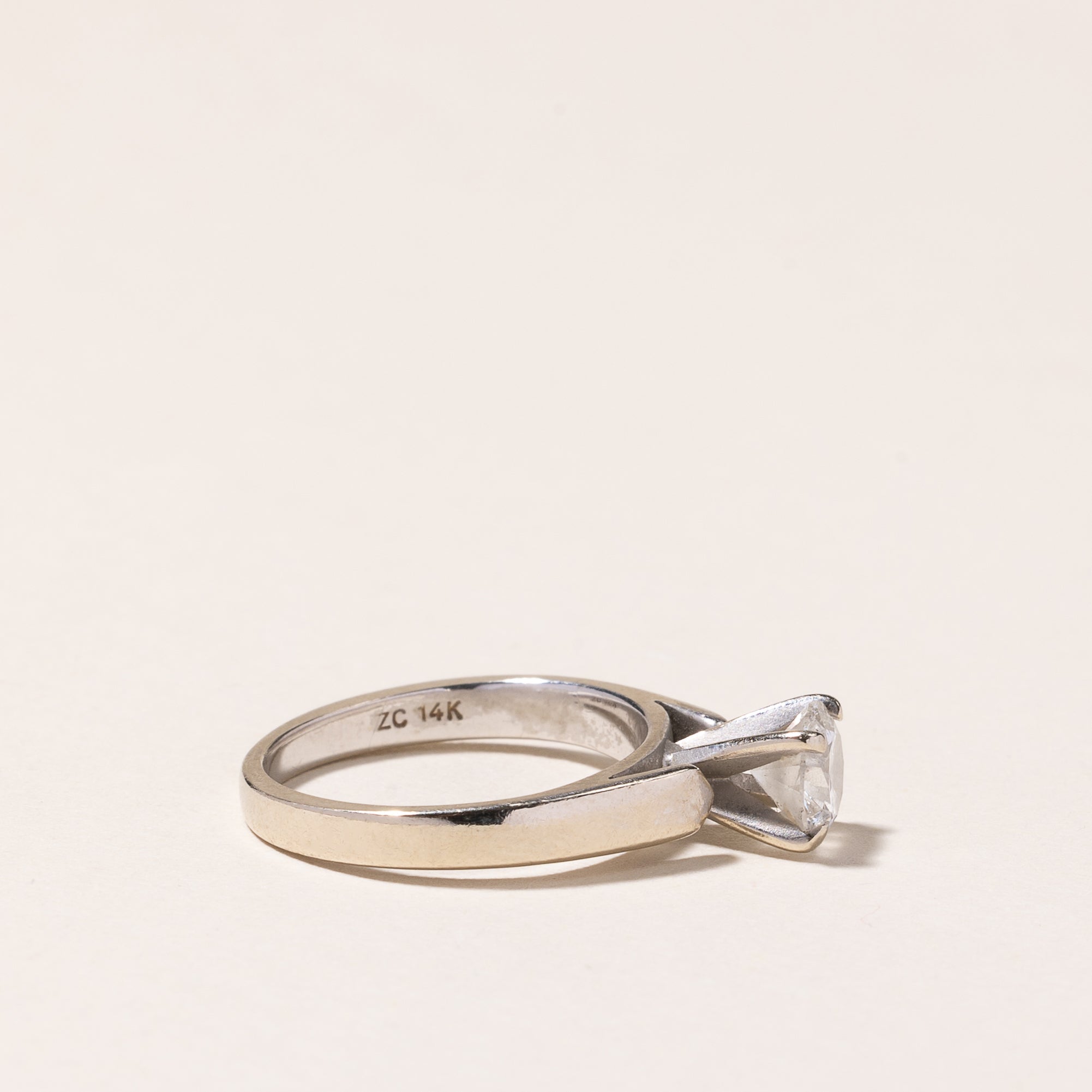 14K White Gold Solitaire Diamond Engagement Ring | 0.72ct I2 G | SZ 4.5