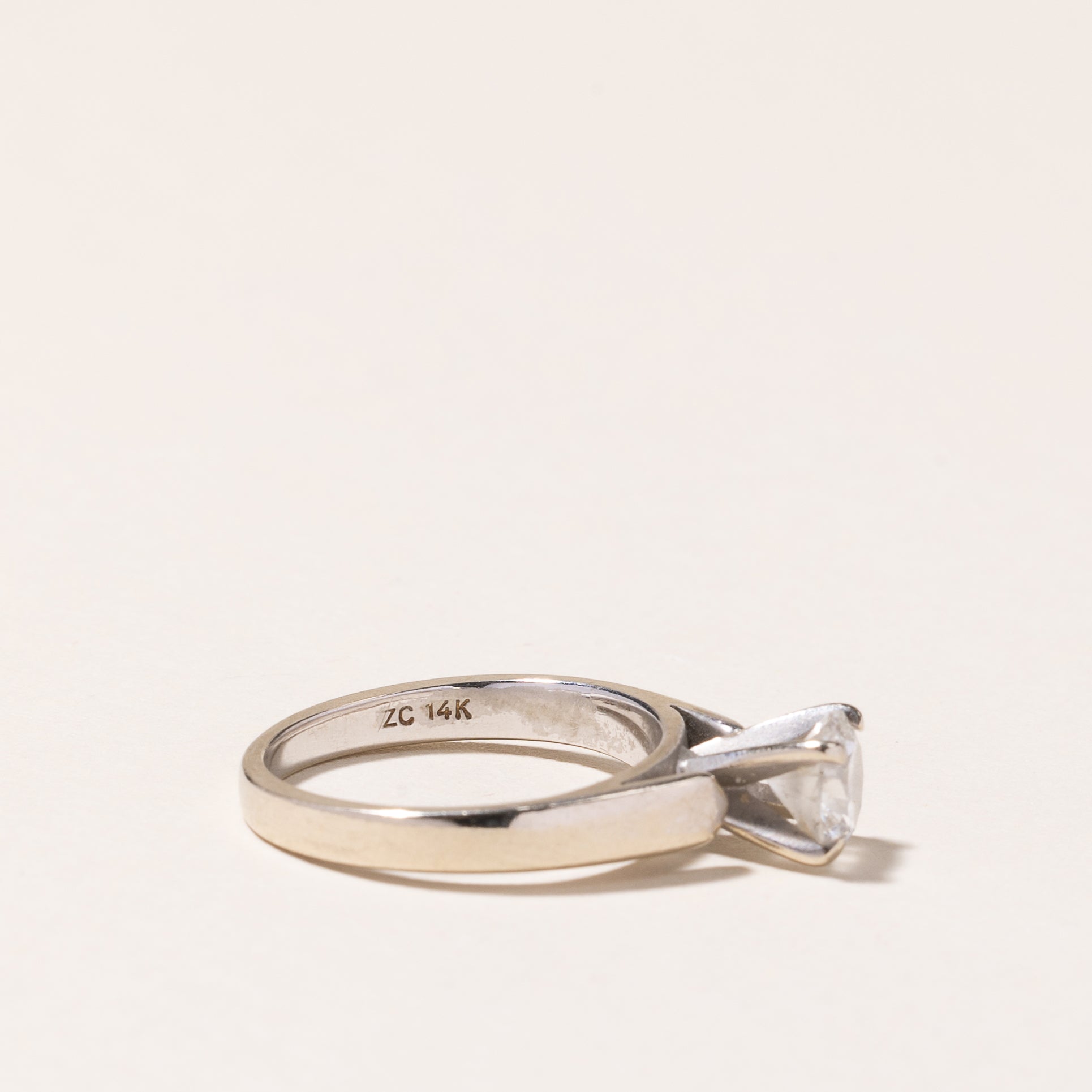 14K White Gold Solitaire Diamond Engagement Ring | 0.72ct I2 G | SZ 4.5