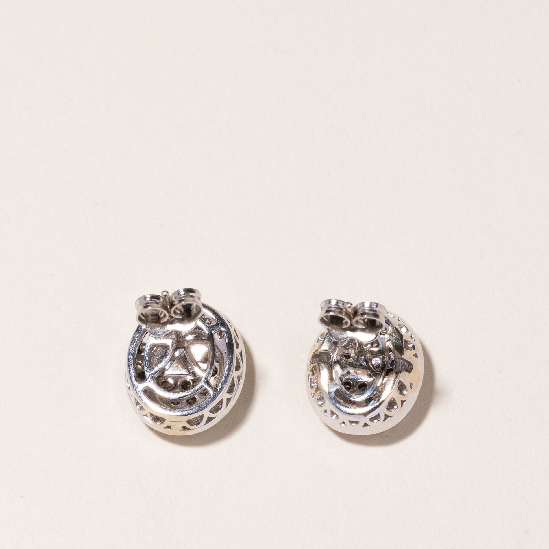 14k White Gold Diamond Cluster Stud Earrings | 0.94ctw |