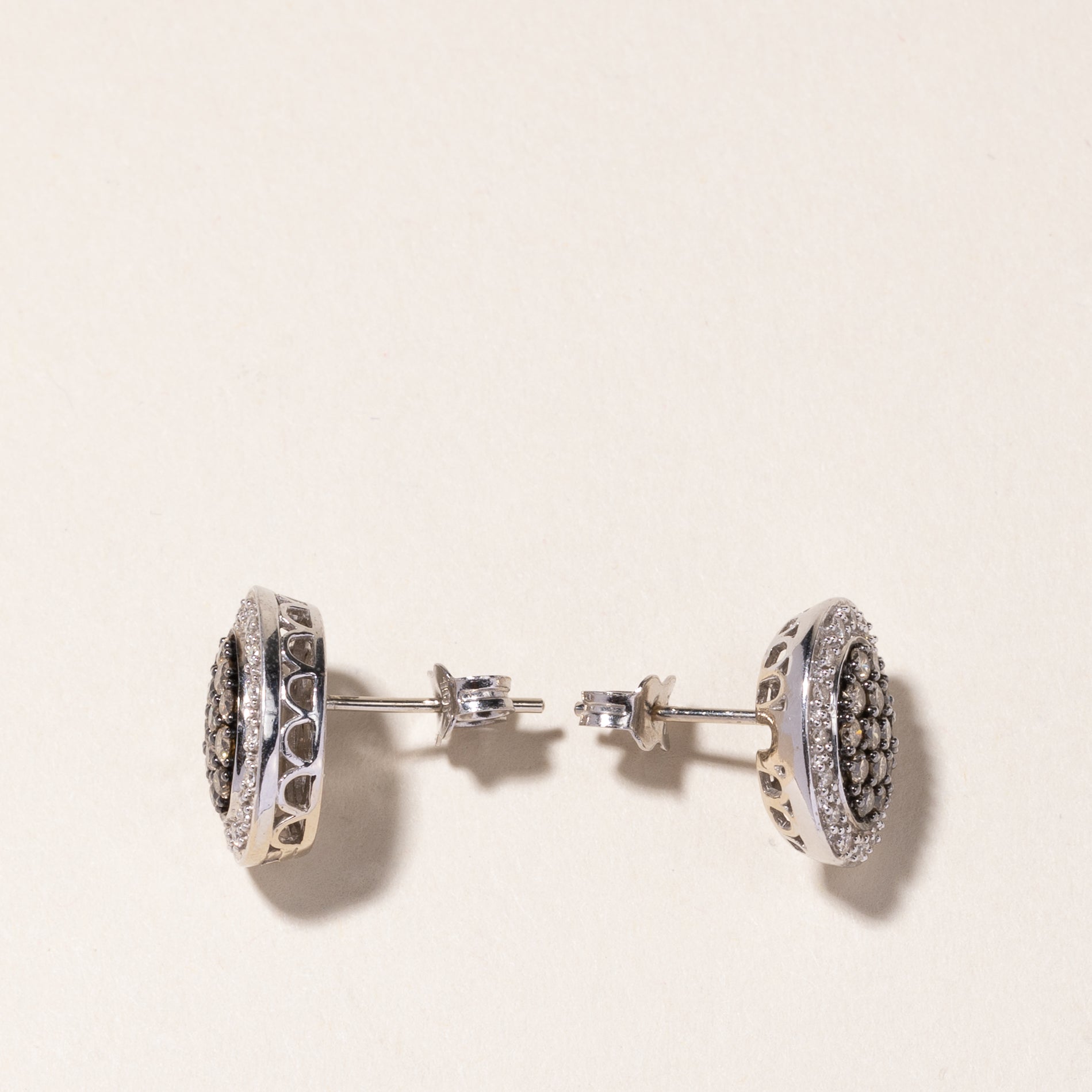 14k White Gold Diamond Cluster Stud Earrings | 0.94ctw |